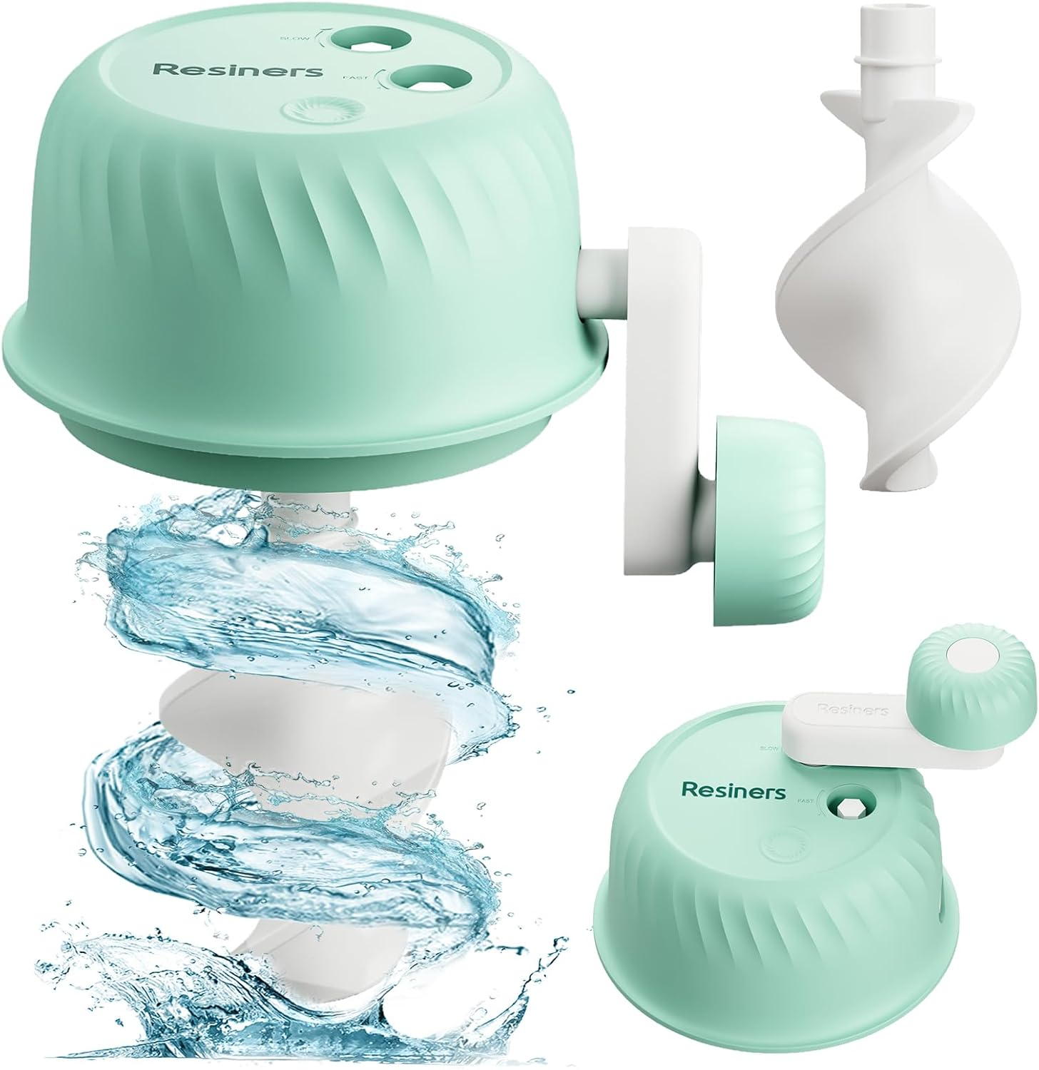 Resiners Resin Mixer, Hand-Crank Epoxy Mixer Paddle Silicone Mat Mixing Cup Kit, 3 Speeds Adjustable, Minimum Bubbles, Easy Clean, Epoxy Resin Stirrer Sticks Tool Supplies for Mold Casting, DIY Crafts