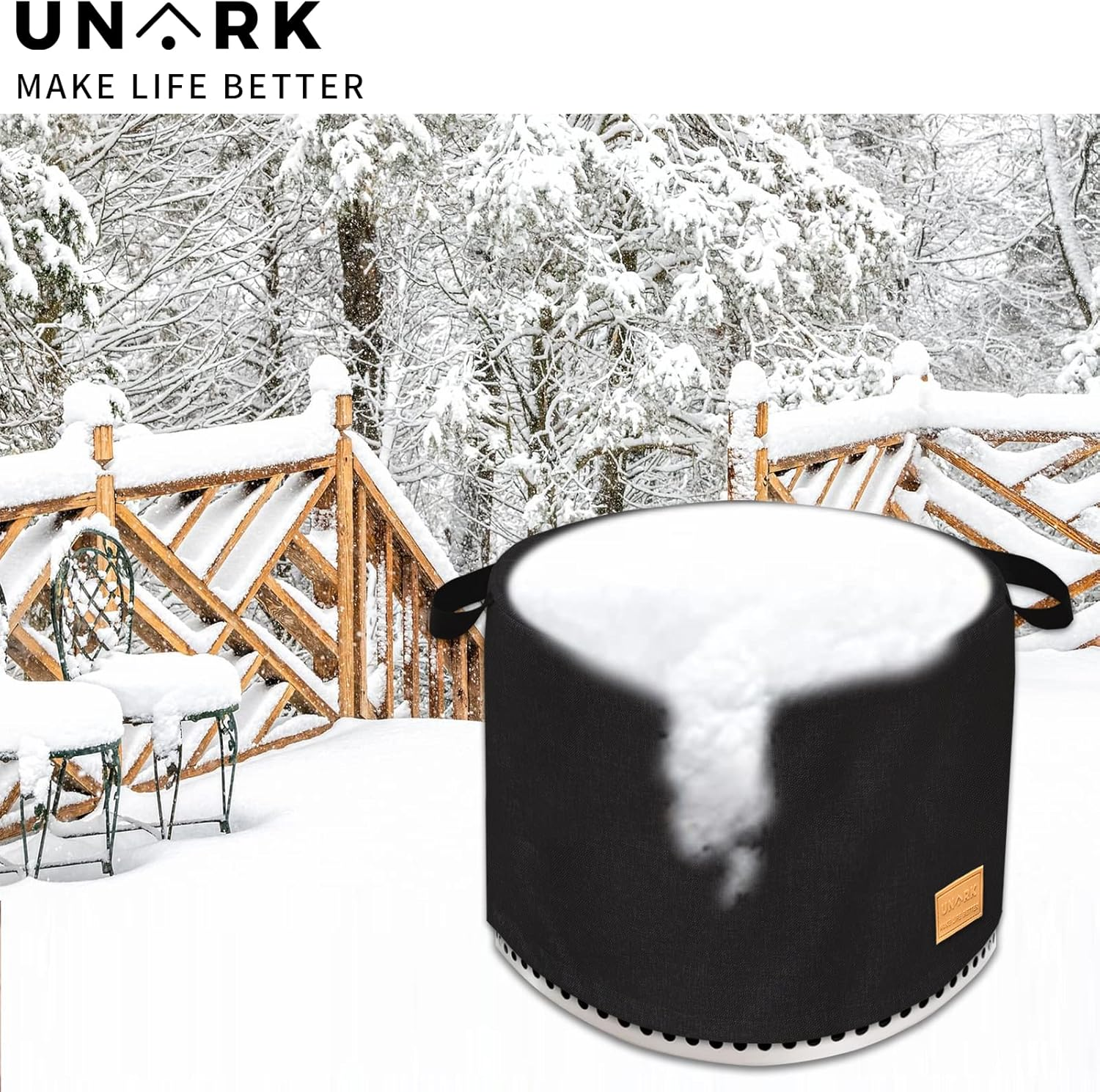 Round Fire Pit Cover for Yukon 27 Inch Yukon Fire Pit Cover, Heavy Waterproof Protective Yukon Fire Pit Accessories (Black) image number 4