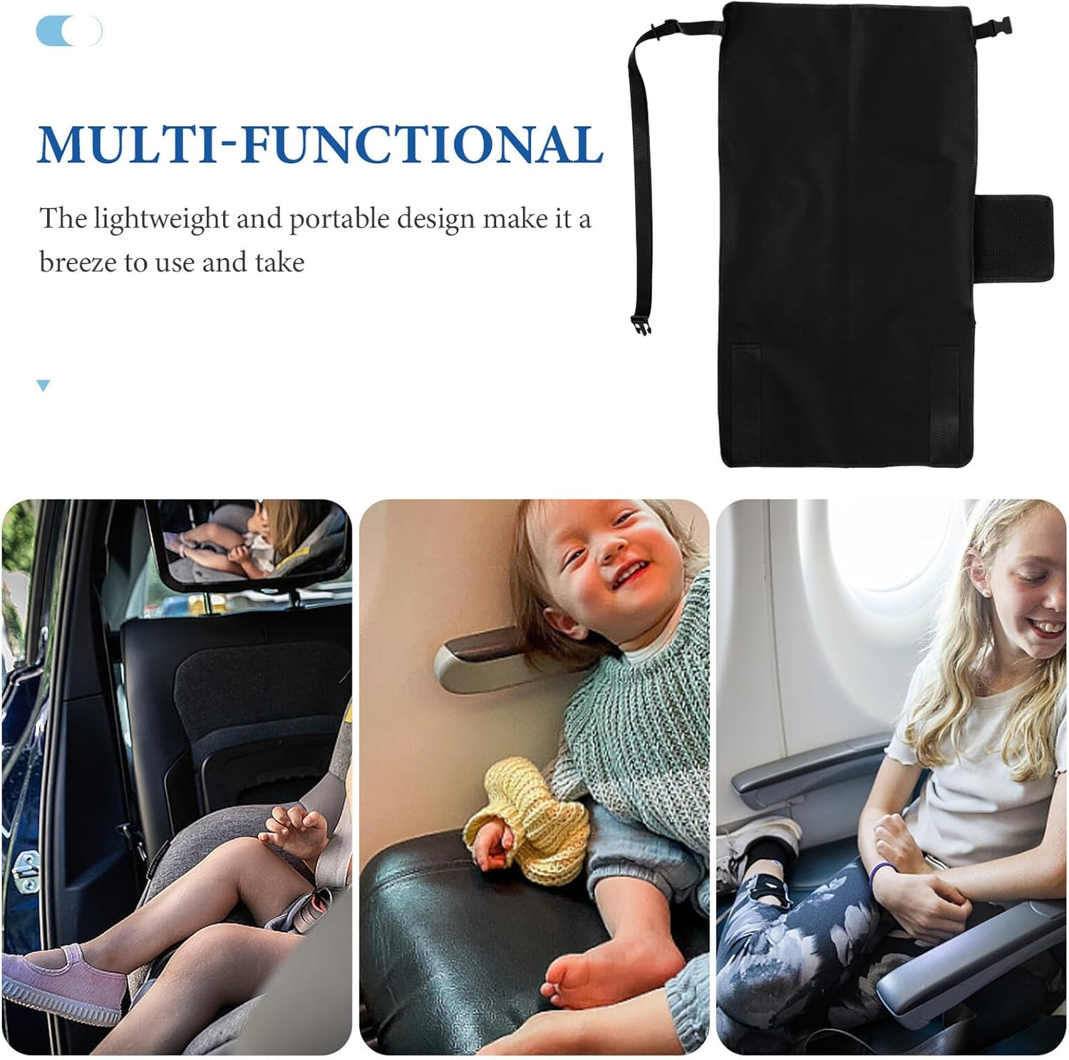 Airplane Seat Extender Bed with Sturdy Straps and Buckles Portable Travel Footrest for Lightweight Car Seat Leg Rest for Comfortable Long Flights image number 1