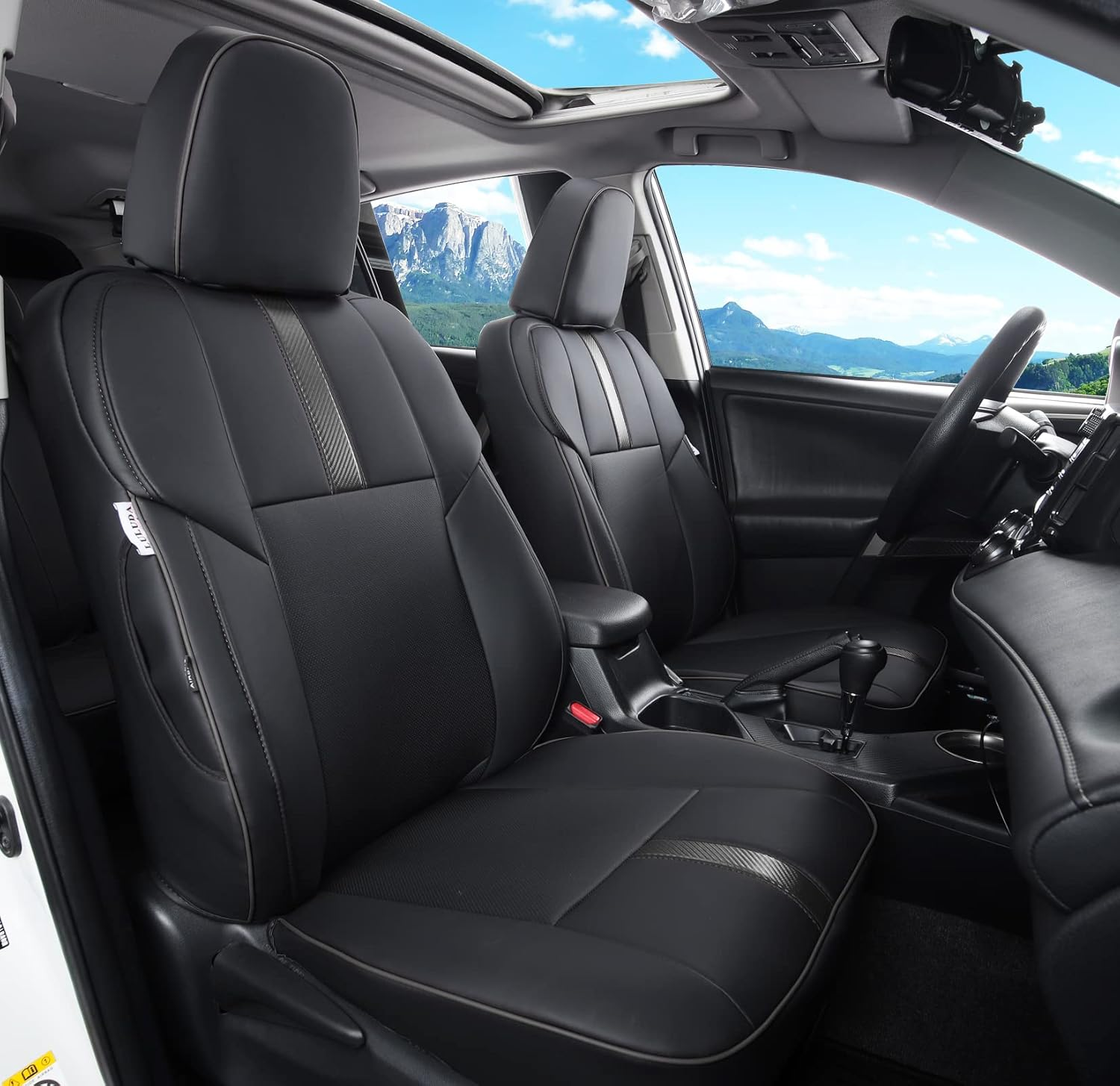 LULUDA Custom Fit RAV4 Seat Covers - Waterproof Faux Leather for Toyota RAV4 2013-2018 (Beige)