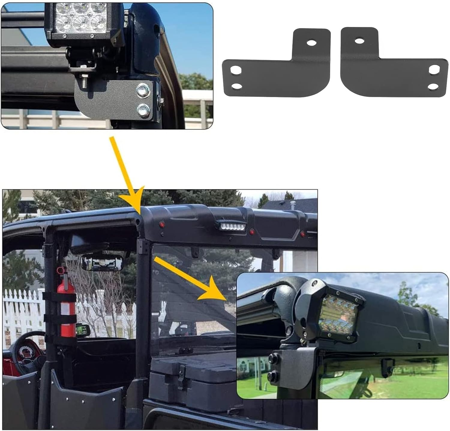 Rear Roof Pillar Roll Cage Bar, Reverse LED Light Pod Mounting Brackets Compatible, Pod Light Mounting Bracket High Tensile anti Scratch Wear Resistant Replacement for Ranger 2013‑2021 for UTV image number 6