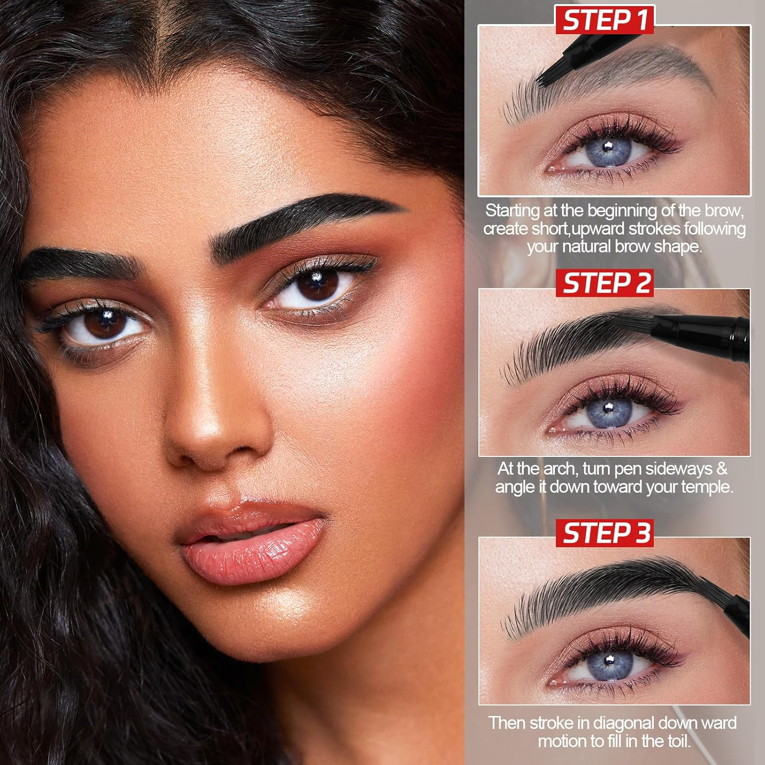 Apooliy Waterproof Eyebrow Pen，Long Lasting Eyebrow Pencil，Creates Hair-Like, Natural-Looking, 3D Eyebrows,Eye Brow Makeup Pen for Women image number 2