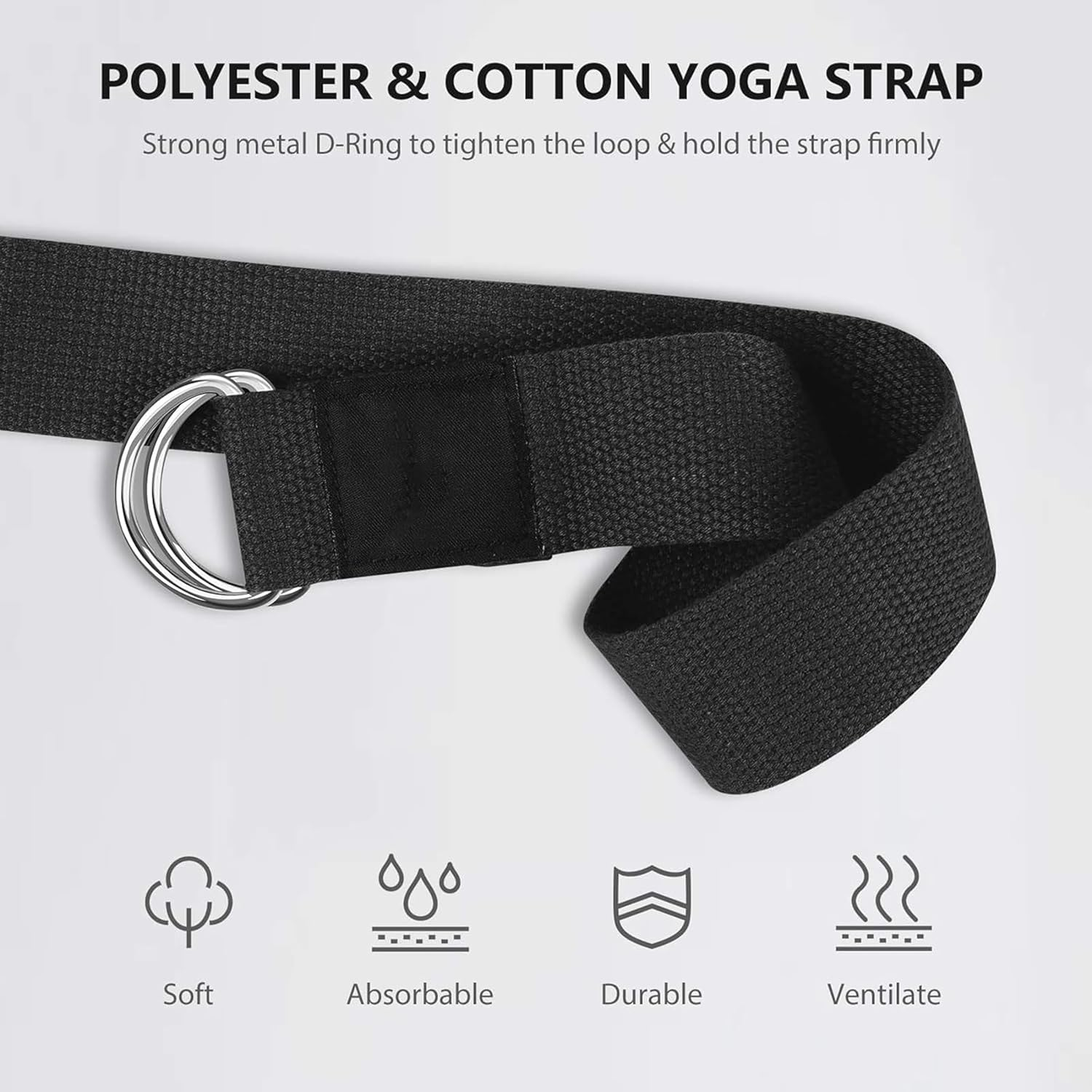 Yoga Blocks, 2 Packs with Black Yoga Strap Metal D-Ring Yoga Block Set EVA Foam Blocks,High Density Supportive, Lightweight & Odor Resistant, Non-Slip Foam Yoga Bricks Yoga Essentials, Pilates image number 2