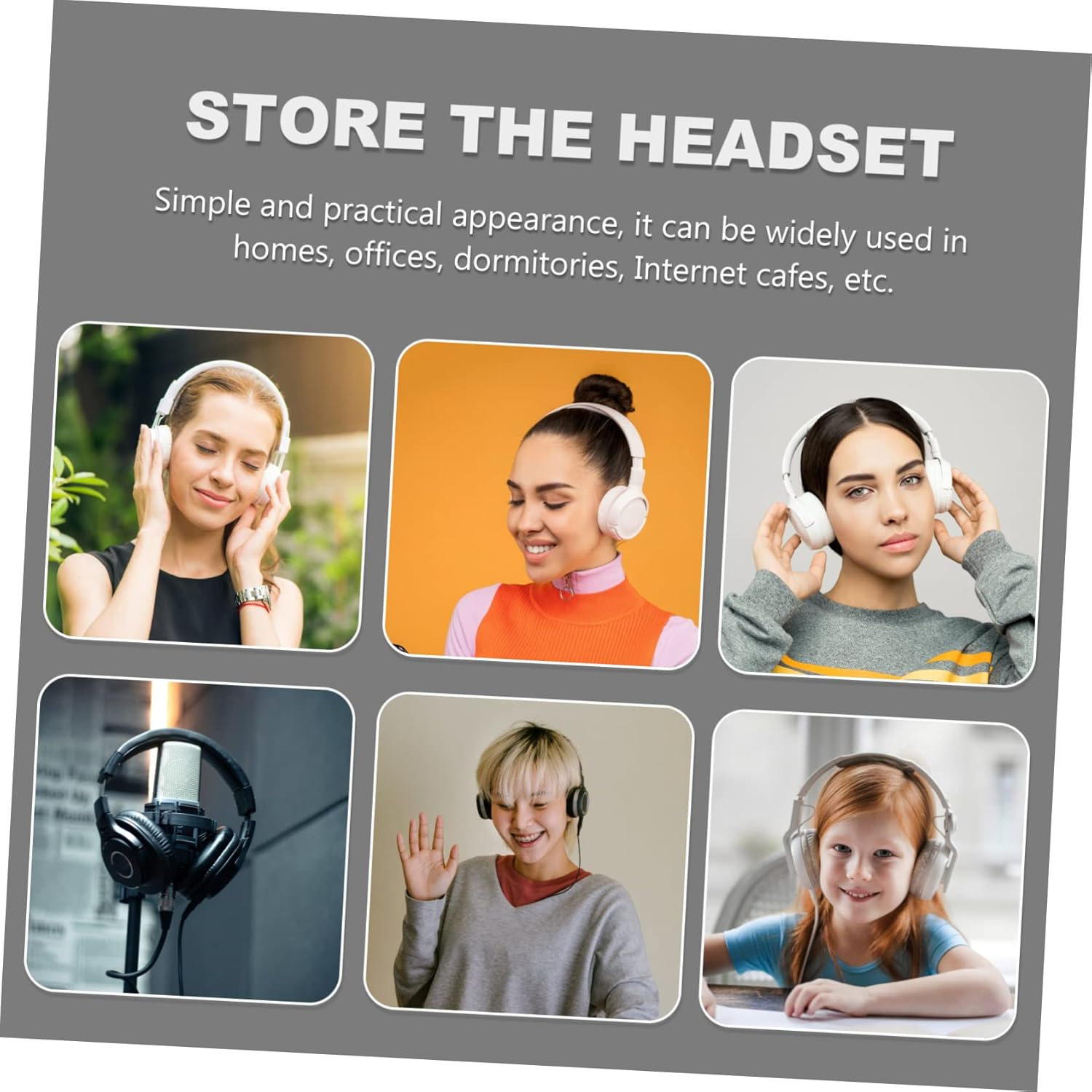 TEHAUX Dual Headphone Holder under Desk Earphone Hanger for Wireless Headsets Durable Adhesive Screw Fixing for Gaming Office Organization