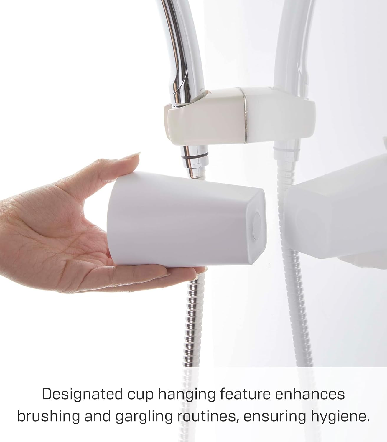 Yamazaki 5487 Tower Cup, White, Minimalist Design, Cup Magnetic Adhesive Hook: ABS Resin/Silicone/Polycarbonate/Pet/Polyurethane, 7 X 7 X 9.5 Cm (L X W X H) - White image number 5