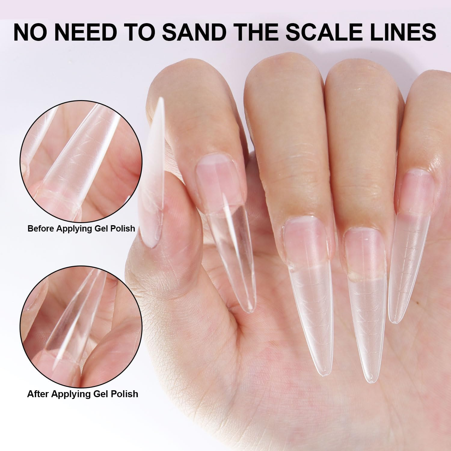 Beautilux Tips for Gel Nails, Pack of 300 with Guide Lines, Full Cover Nail Tips, 12 Sizes, Artificial for Nail Tips and Dual Nail Forms (FJP300-AL) image number 2