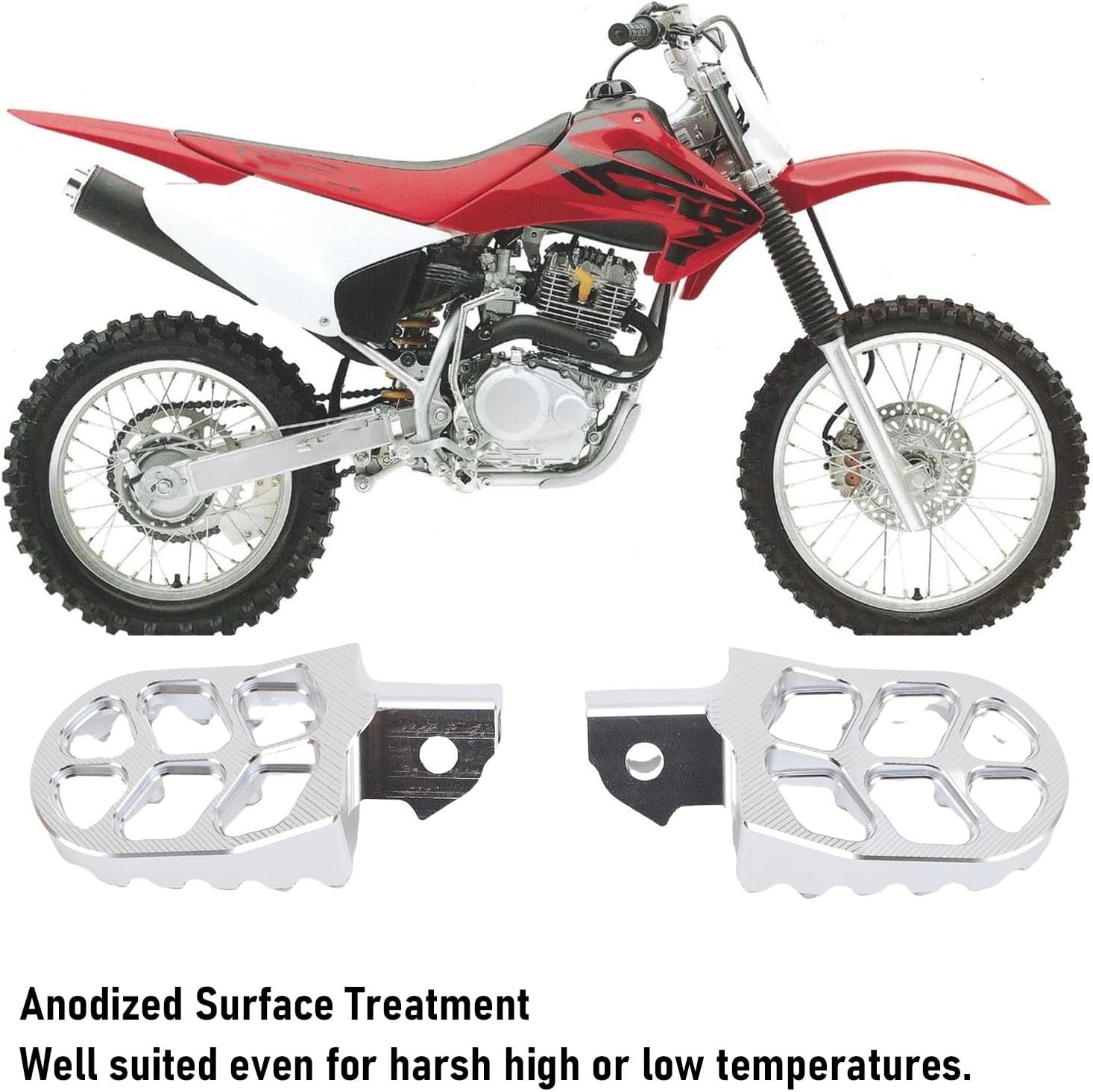 Generic Dirt Bike Foot Peg, 7075 Aluminum Alloy Motorcycle Foot Rest Peg with Hardened Steel Teeth for Surron Light Bee X S E Ride Pro SS CRF150F 2003-2019 CRF230F 2003-2019 X160 X260 (Silver) image number 3