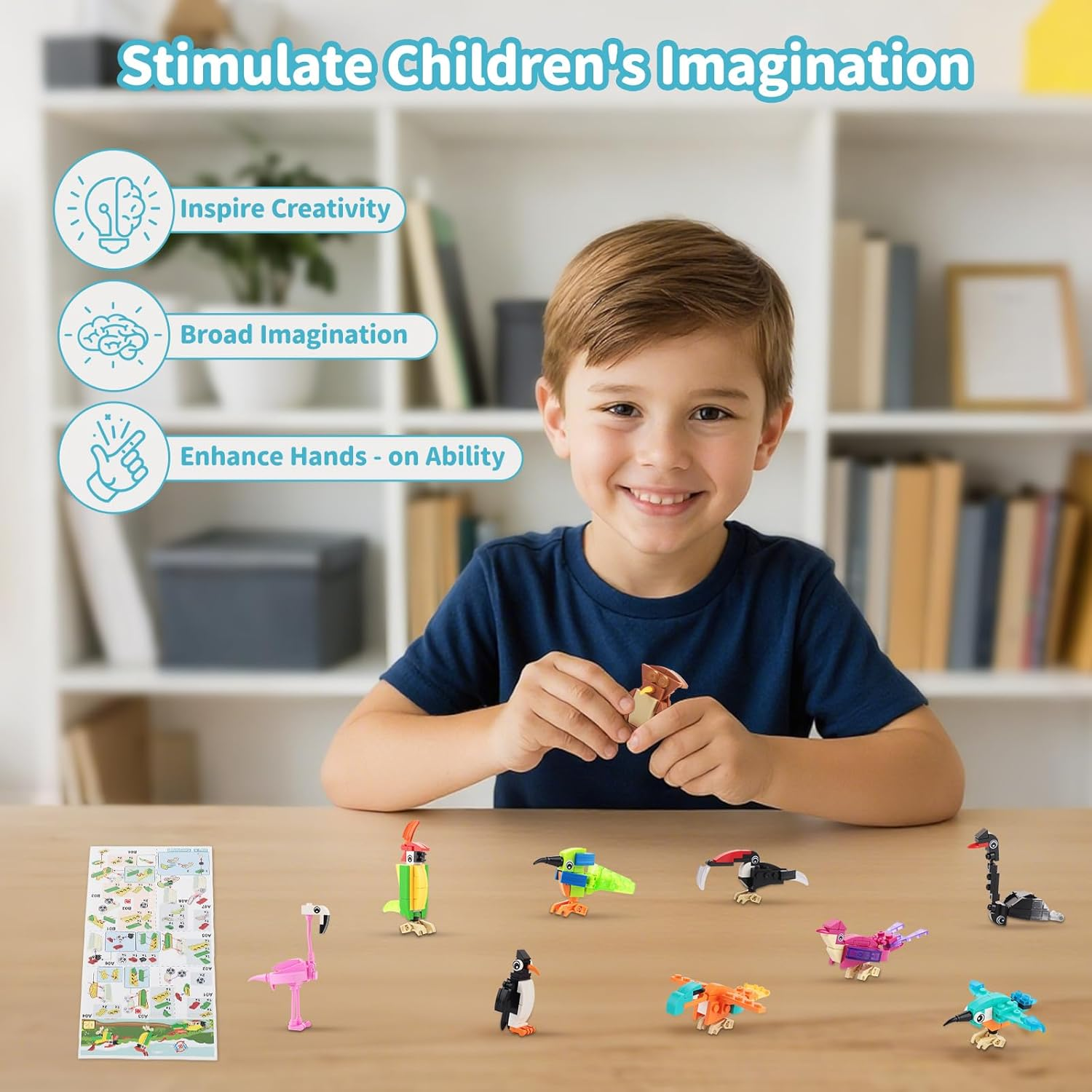 STEFUEWILL17 12Pcs Mini Building Blocks Set - Building Blocks Animals Creative Set, Mini for Children and Teenagers, Construction Toy for Assembling Birds, Bird image number 4