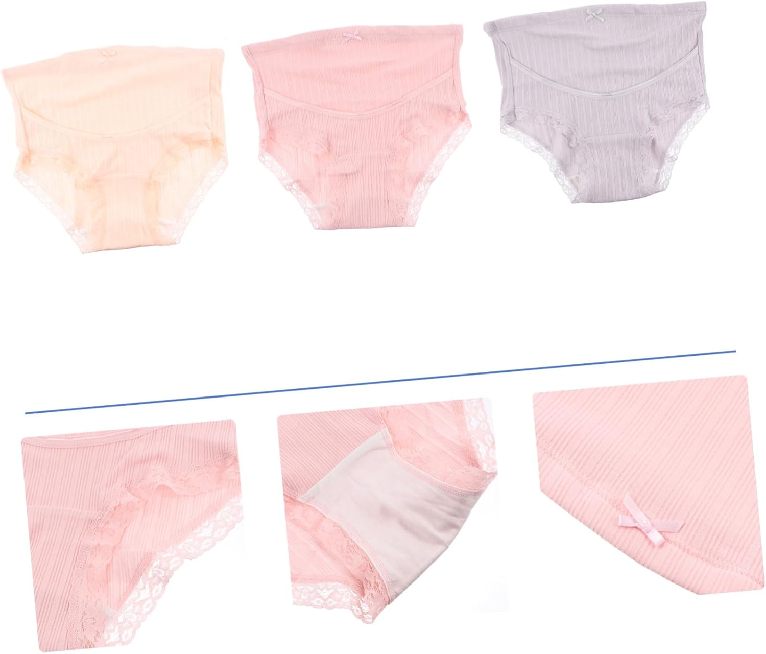 Minkissy 3Pcs Cotton Maternity High Waist Underwear Summer Belly Pants for Pregnant Women Comfortable High Waisted Maternity Panties image number 6