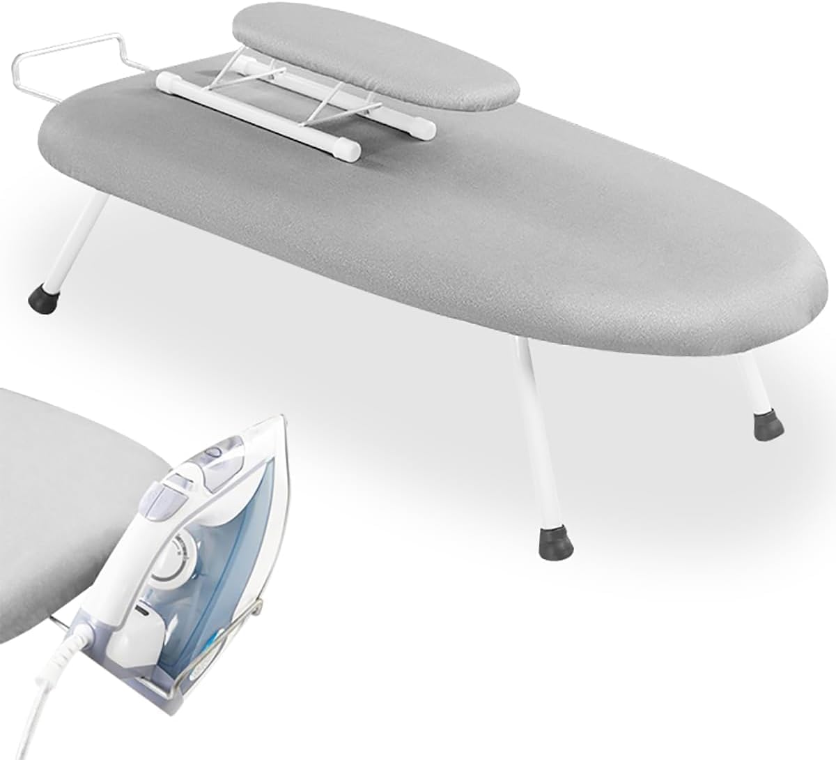 Countertop Ironing Board, Foldable Ironing Board with Ironing Rest Portable Sleeve Ironing Table Top Mini Space Saving Ironing Station Cover T-Leg Heat Resistance Pad for Laundry Travel Dorm Home