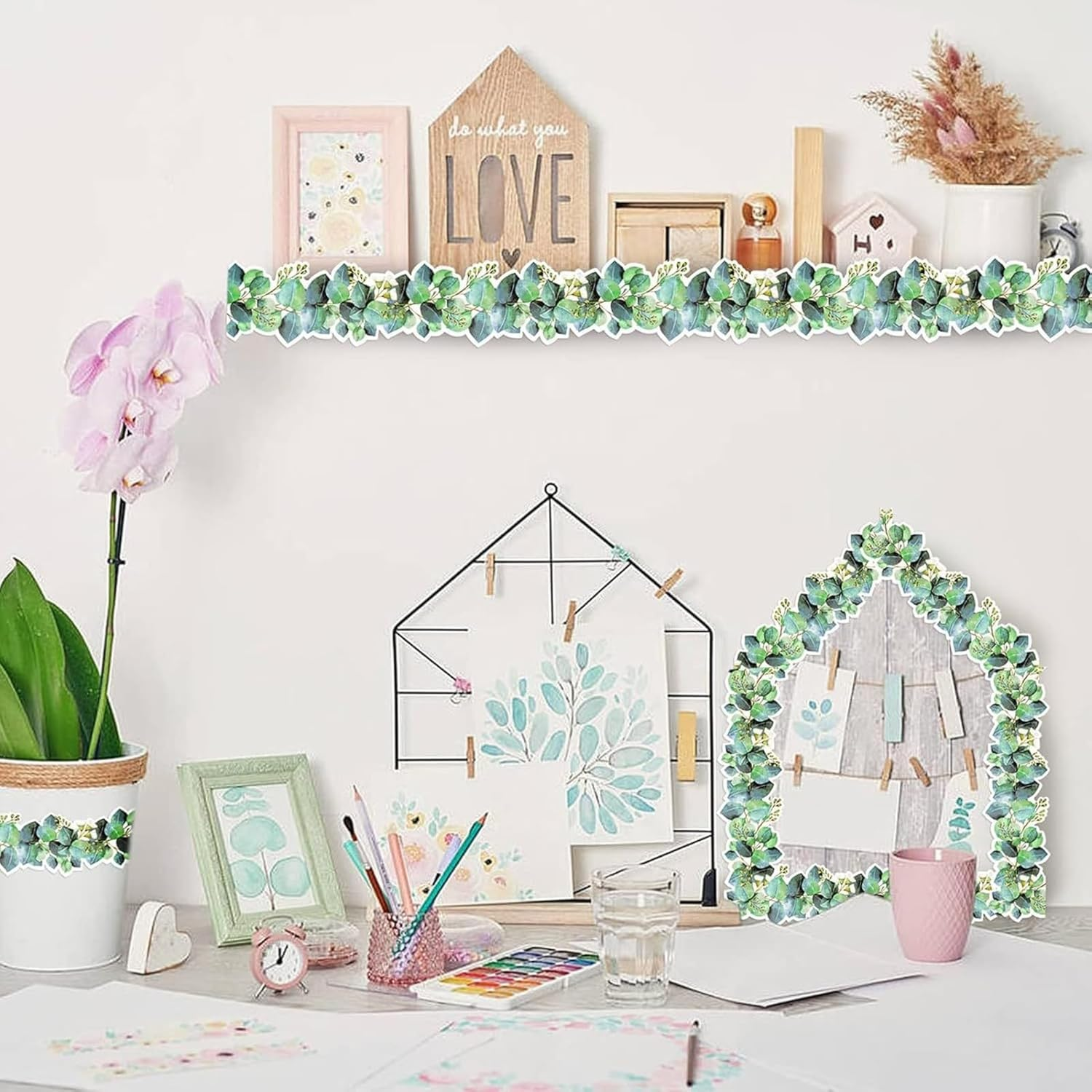 Display Borders for Classrooms,Display Board Borders,Eucalyptus Border Bulle-Tin Board,Bulle-Tin Board Border,Display Border Roll,Green Display Borders Classroom Decoration,Wall Decals Border image number 5