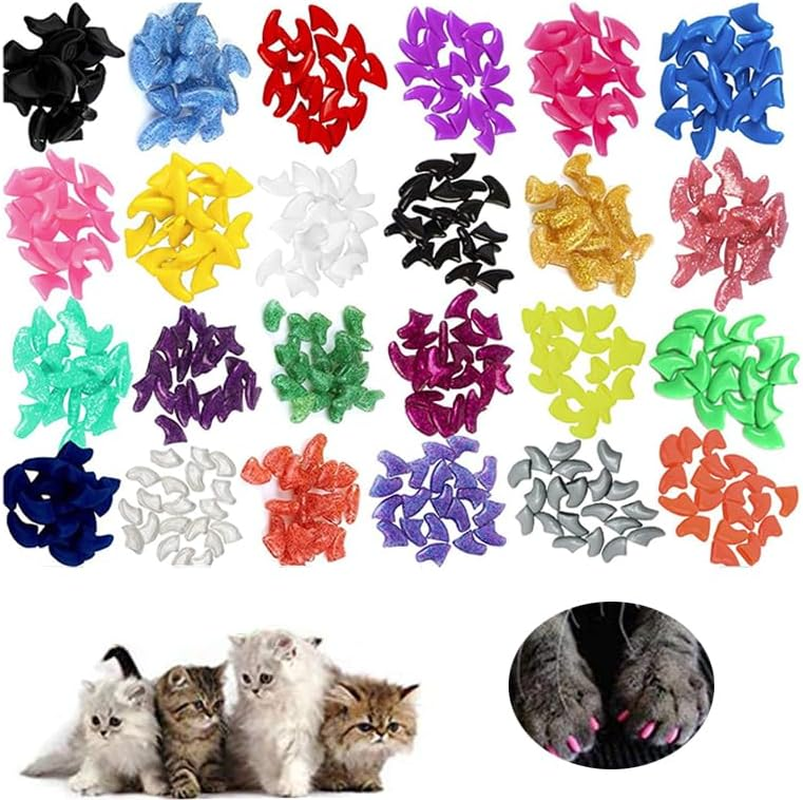 140Pcs Colorful Soft Cat Nail Caps - Pet Claw Covers for Kitty Paws - Designer Control Off image number 3