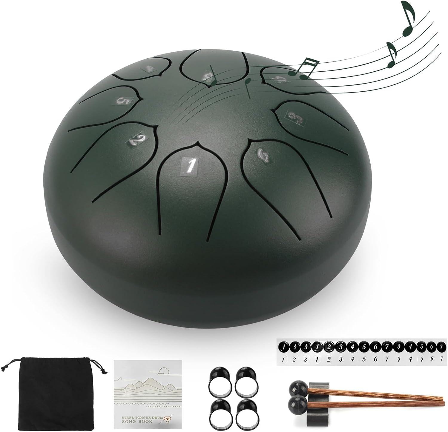 Rain Drum Tongue Drum for outside Garden 6 Inches 8 Notes Waterproof Steel Chakra Drum Musical Percussion Instrument Kit with Bag Mallets for Education Entertainment Meditation Yoga image number 3