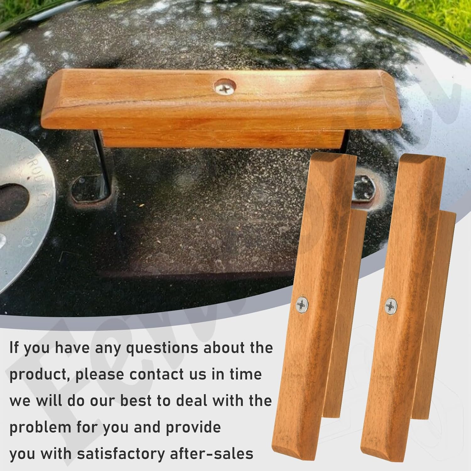 3Pack Cherry Wood Replacement Handle for 22.5" & 18.5" One Touch Grills Compatible with Weber Charcoal Grill Including Mounting Screws image number 4