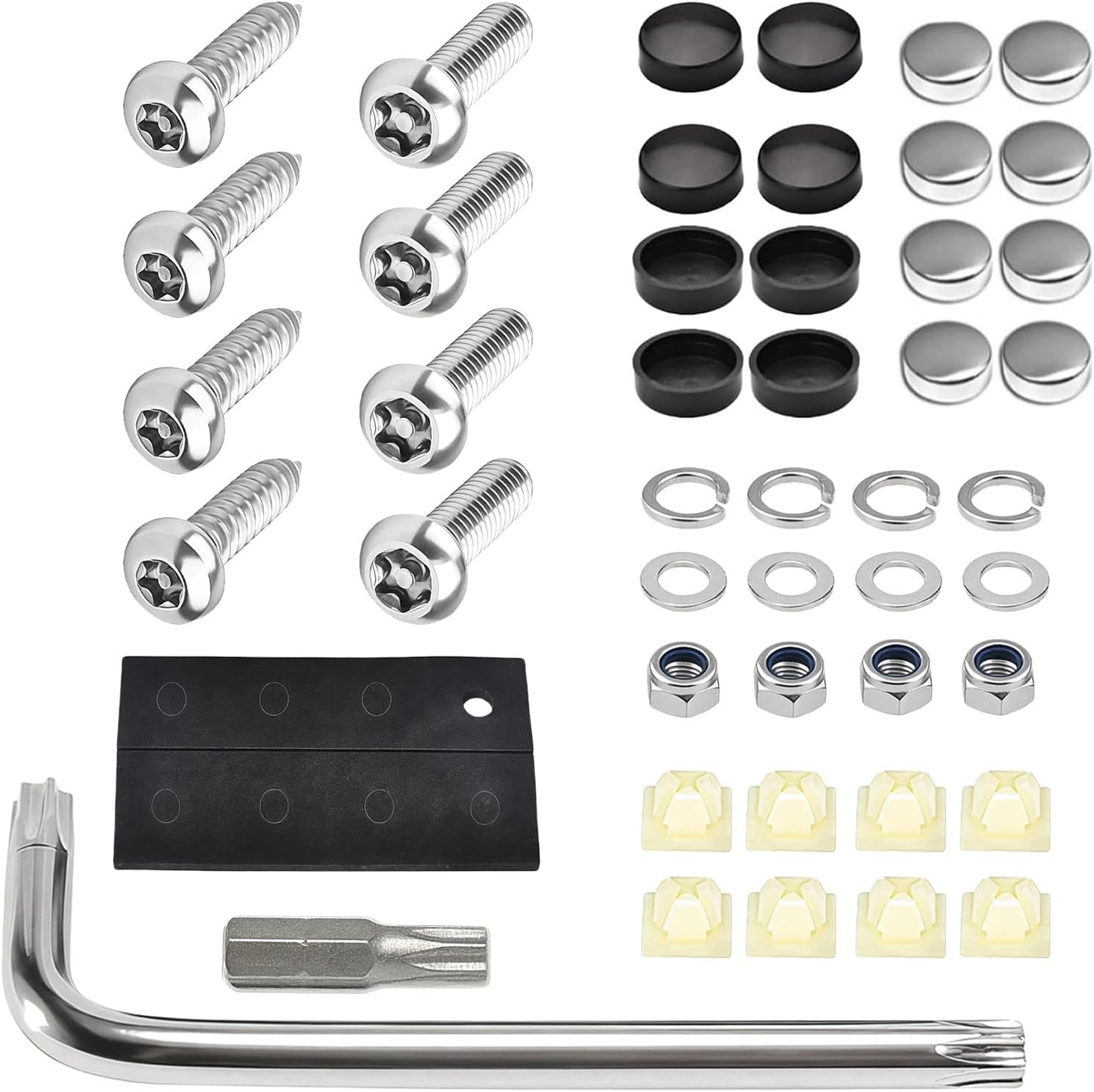 Anti Theft License Plate Screws with Caps, Stainless Steel License Plate Bolts for Car & Motorcycle, Secure Anti-Theft Kit, Tornillos Para Placas De Carro