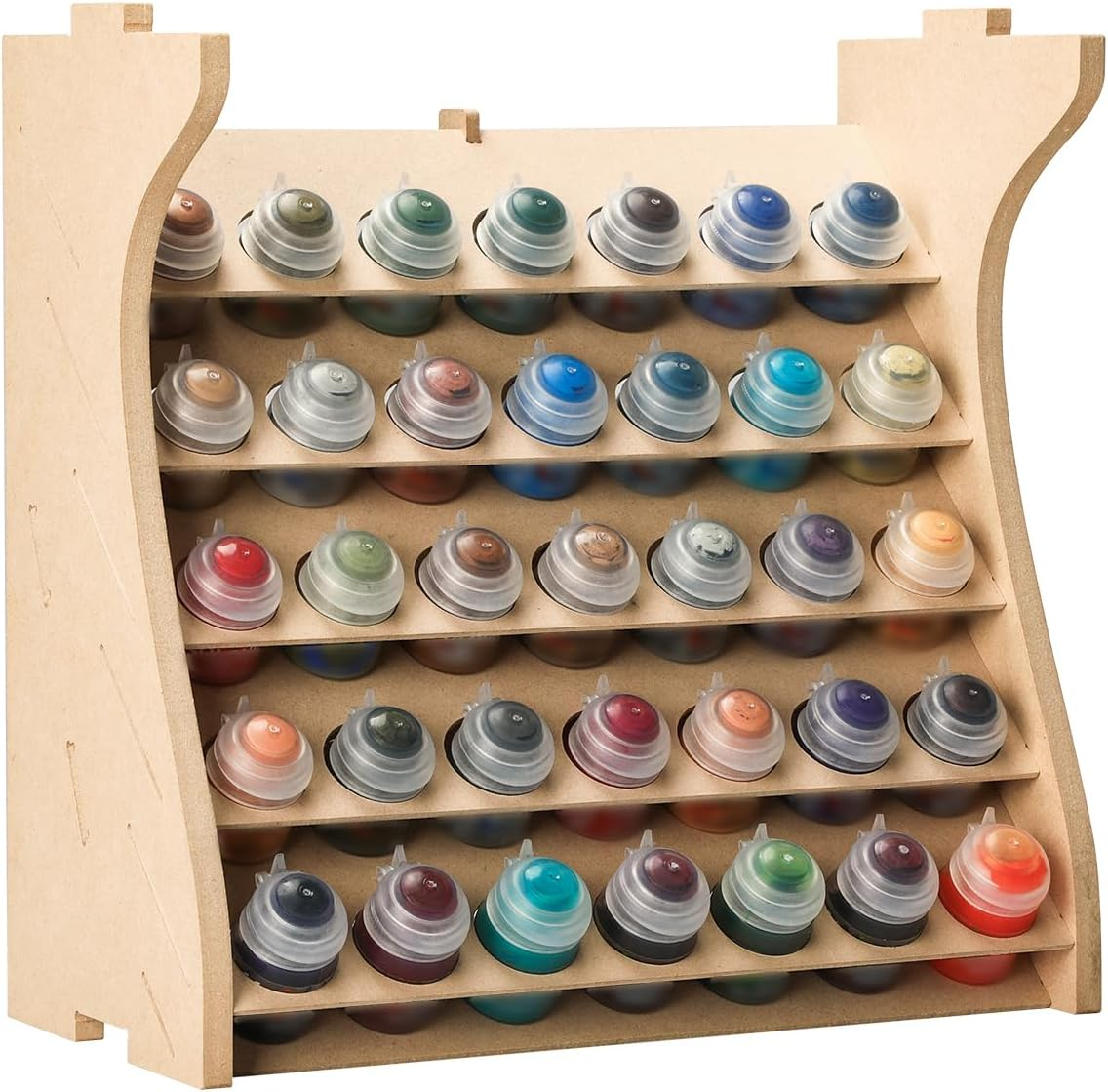 Wooden Painting Organizer with MDF Material for 35 Bottles Paint, Craft Painting Stand Suitable for Tamiya/Vallejo/Citadel, GK11 (Can Be Combined with Other Models image number 5