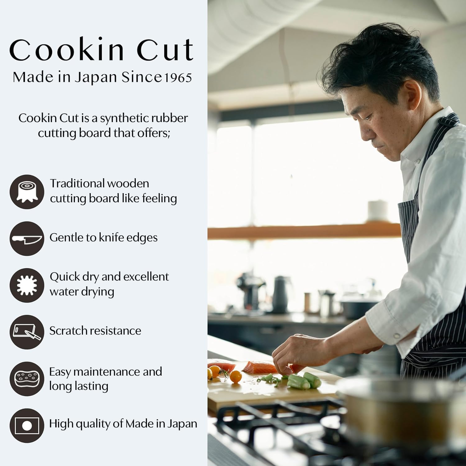 Asahi Cookin Cut Rubber Cutting Board, NE05704, Antibacterial, Home Use, Made in Japan, LL 16.5 X 9.8 X 0.5 Inches (42Cm X 25Cm X 1.3Cm) image number 3