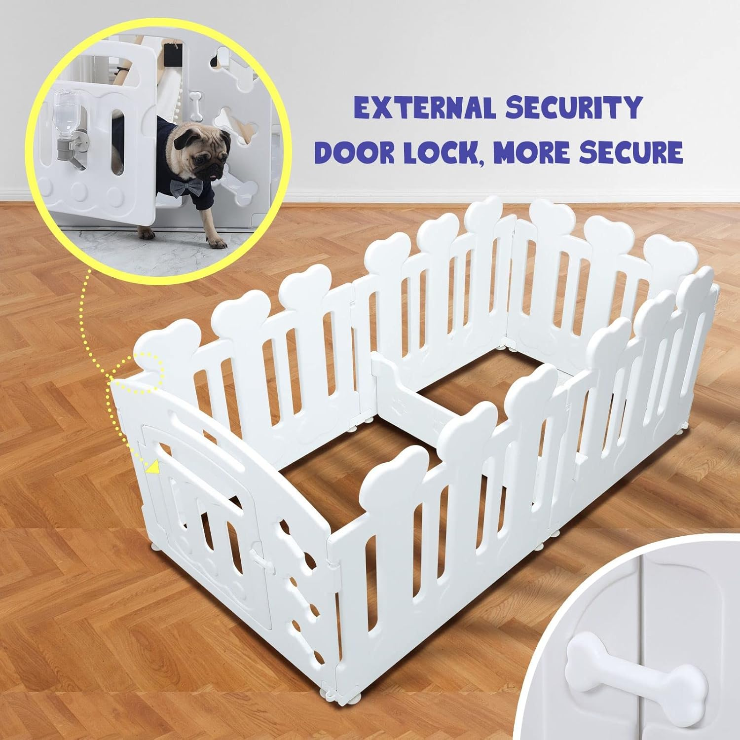 Pet Scene 2In1 Dog Crate Cage Portable Whelping Box Pet Playpen Enclosure Puppy Dog Kennel Cat Exercise Plastic White Indoor & Outdoor image number 4