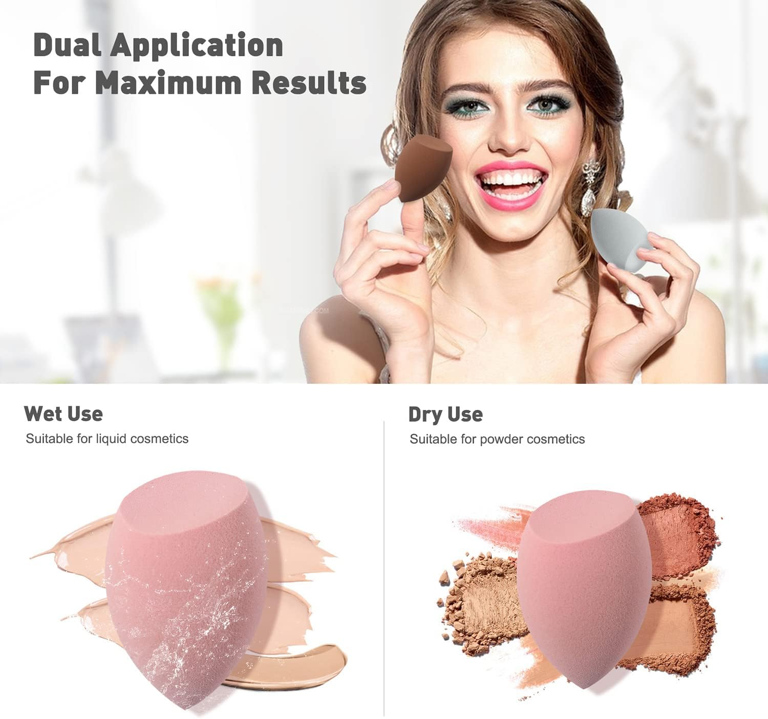 BEZOX Makeup Blender with Holder, Non-Latex Beauty Sponge with Case of Premium Silicone for Blending Liquid Foundations Cosmetics, Travel Sponge Holders, Soft and Skin-Friendly - Pink image number 6