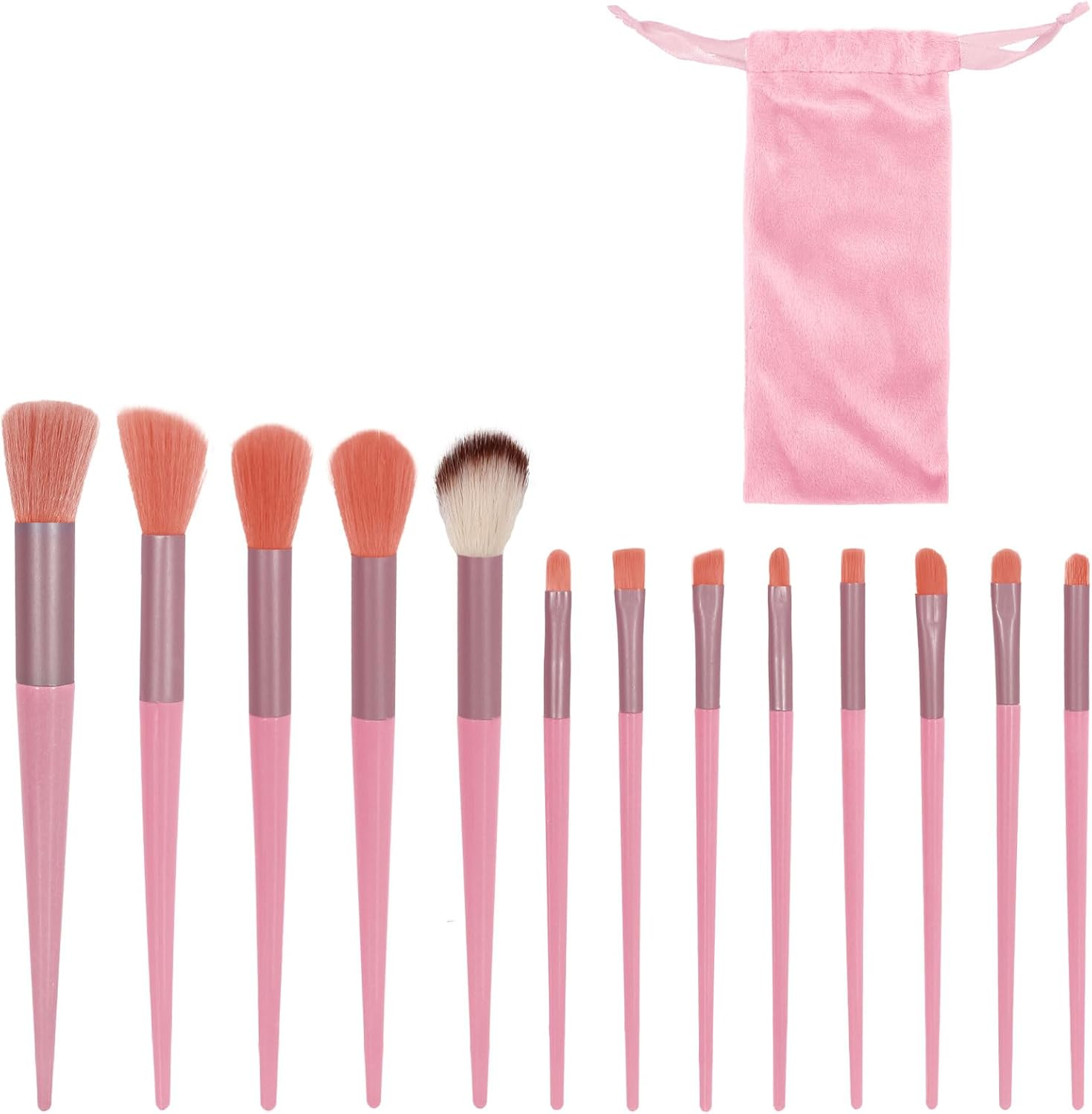 Bagentry 13 Pcs Professional Makeup Brushes Set with Bag, Complete Function Portable Make up Brushes, Foundation Powder Concealers Eye Shadows Lip Cosmetic Brushes for Enthusiasts (Pink) image number 1