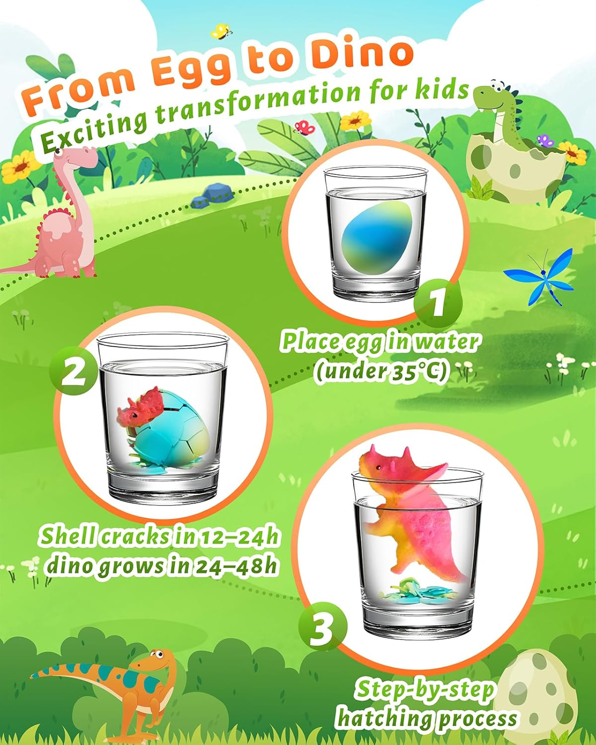 Dinosaur Hatching Eggs for Kids - 6Pack Dinosaur & Egg Unicorn Rainbow Toys Grow in Water for 3-8 Boys Girls, Halloween Easter Christmas Gifts, Birthday Ideas and Party Favors for 3+ Year Old image number 5