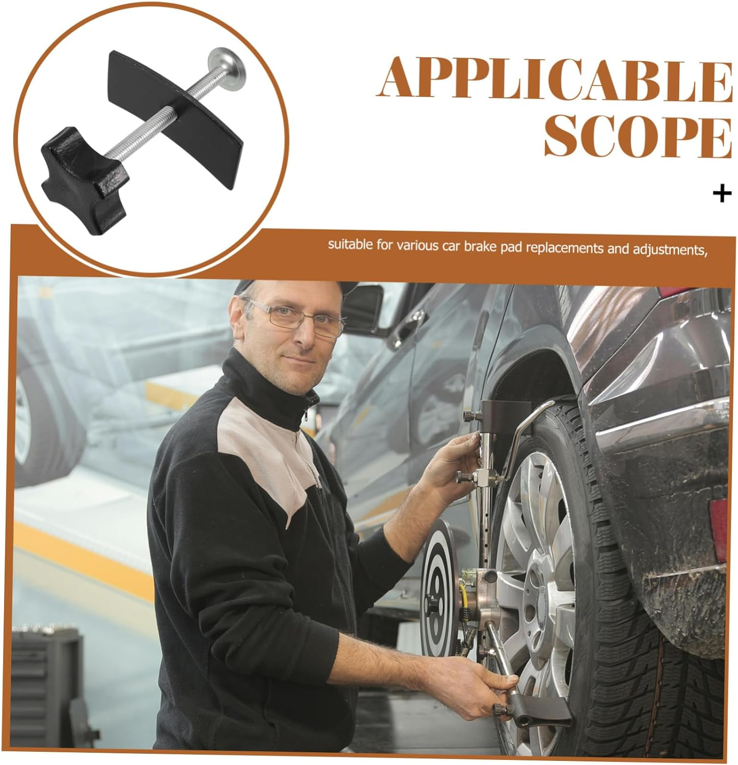 VALICLUD Brake Piston Reset Tool for Front Wheel Caliper Adjustment Heavy Duty Brake Pad Installation Kit for Automotive Repairs and Maintenance image number 5