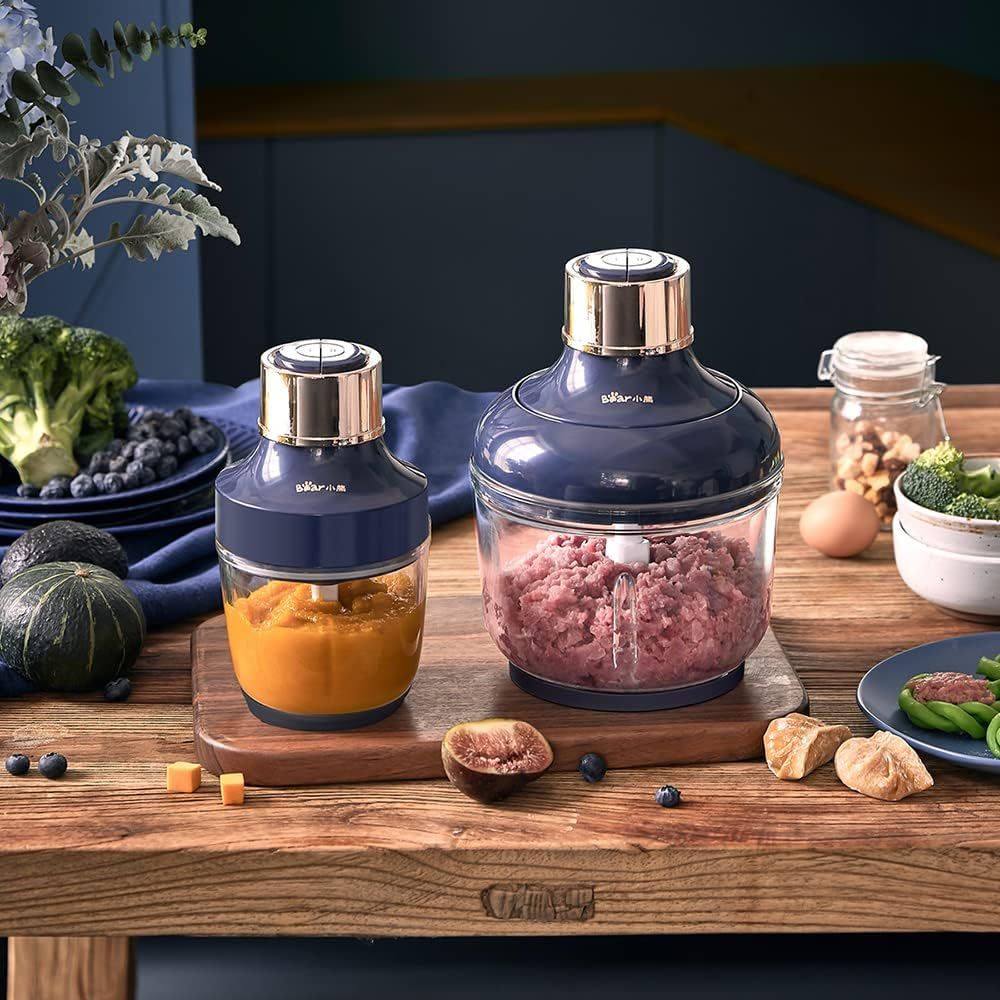 Bear Universal Chopper with 0.6 L + 2 L Glass Container, 2 Speed Classes, Electric Kitchen Shredder, 300 W Shredder with 4 Stainless Steel Blades and Meat Mincer image number 2