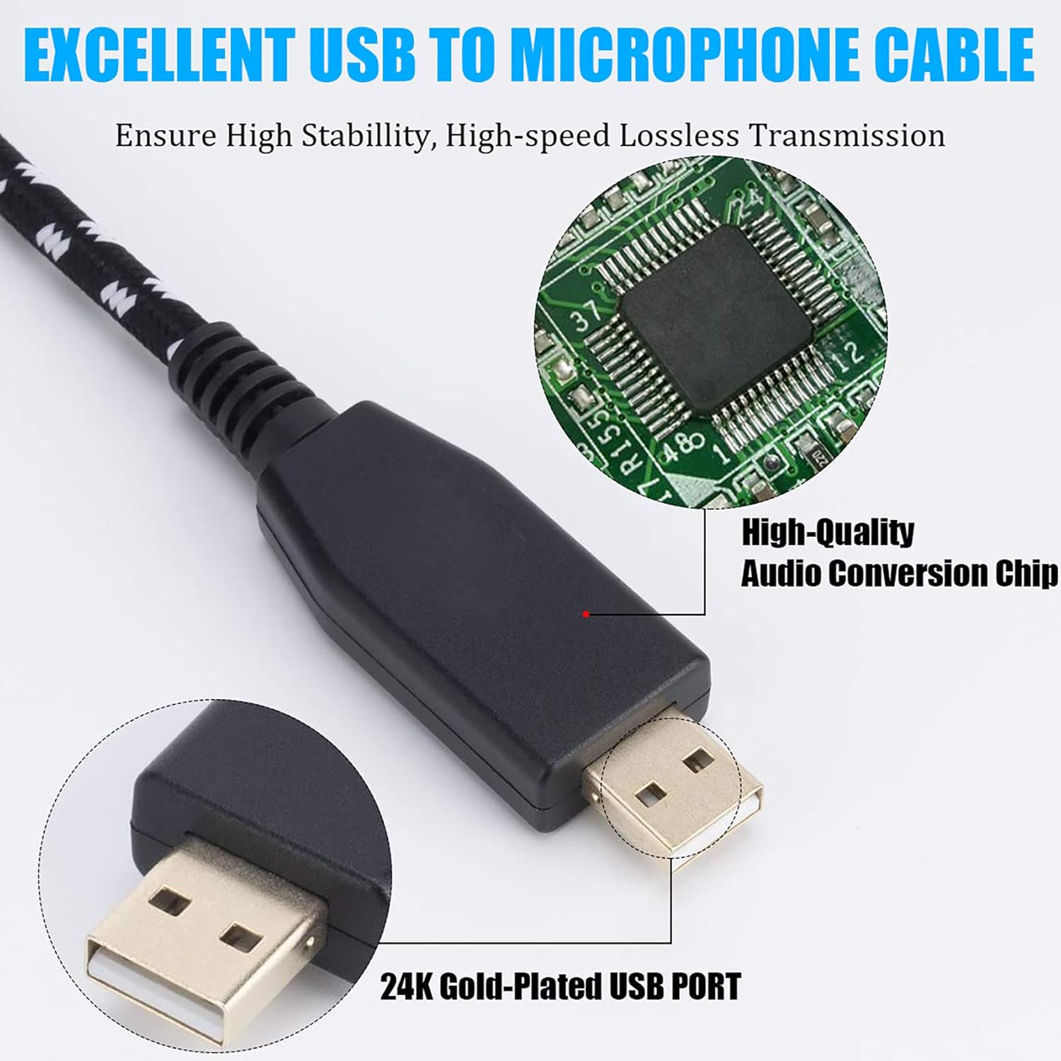 XLR to USB Adapter Cable, Tunghey Microphone Female XLR Cord to Computer PC USB Interface Adapter, 10Feet, Nylon Braided, OFC Shield, Noise Free-For Computer Mic Recording, Live Stream Broadcast (3M) image number 2