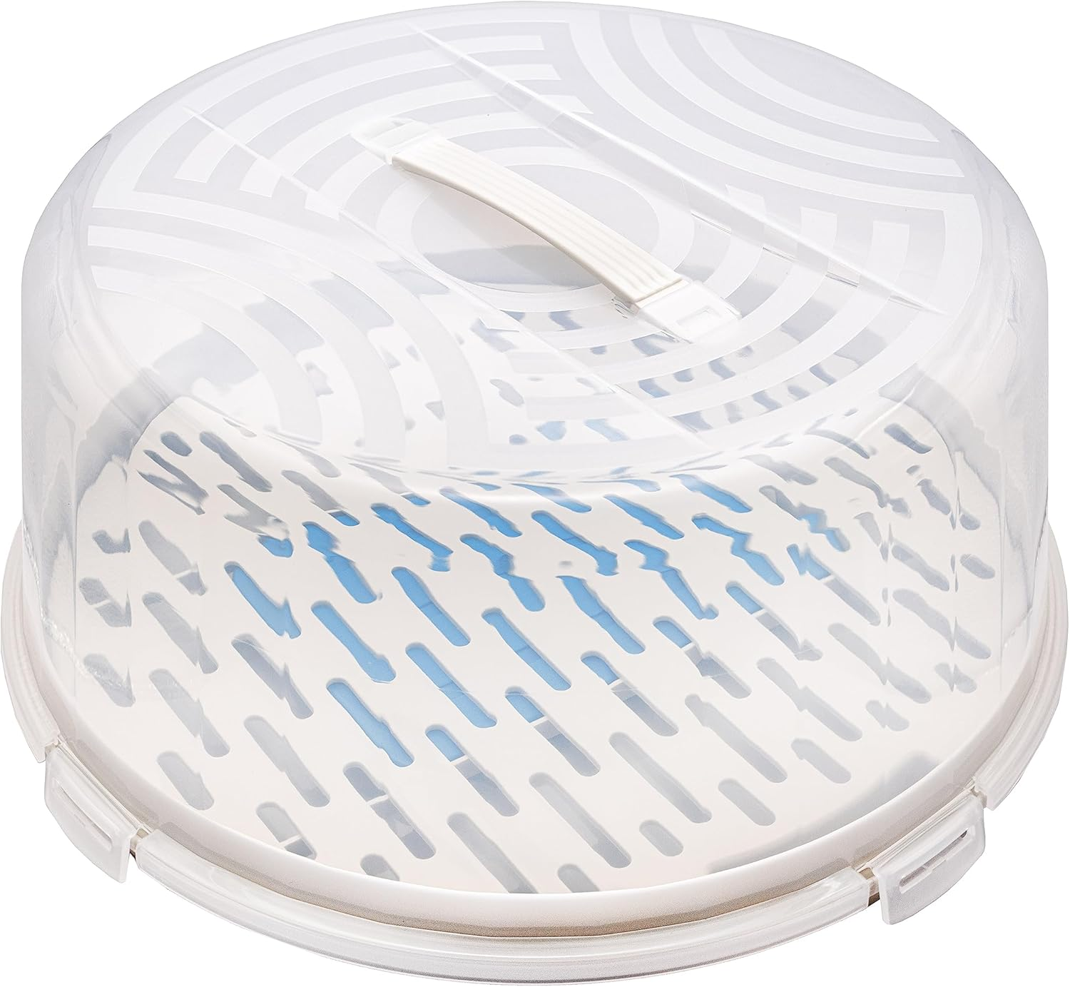 Branq Home Essential Joy round Cake Container with High Cover and Practical Carry Handle, Plastic (PP) Bpa-Free, Sage Colour/Transparent, 334 X 156 Mm