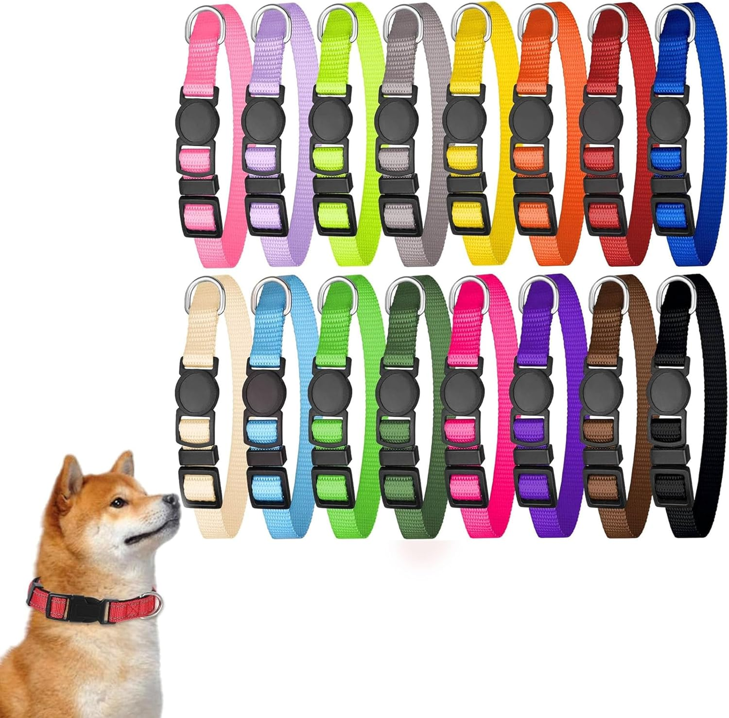 16 PCS Puppy Collars, Safety Buckle Puppy Collars for Litter Nylon Adjustable Collars for Puppies, Breakaway Puppy ID Collars Whelping Collars Pet Supplies,Stuff,Accessories (Multi) image number 3
