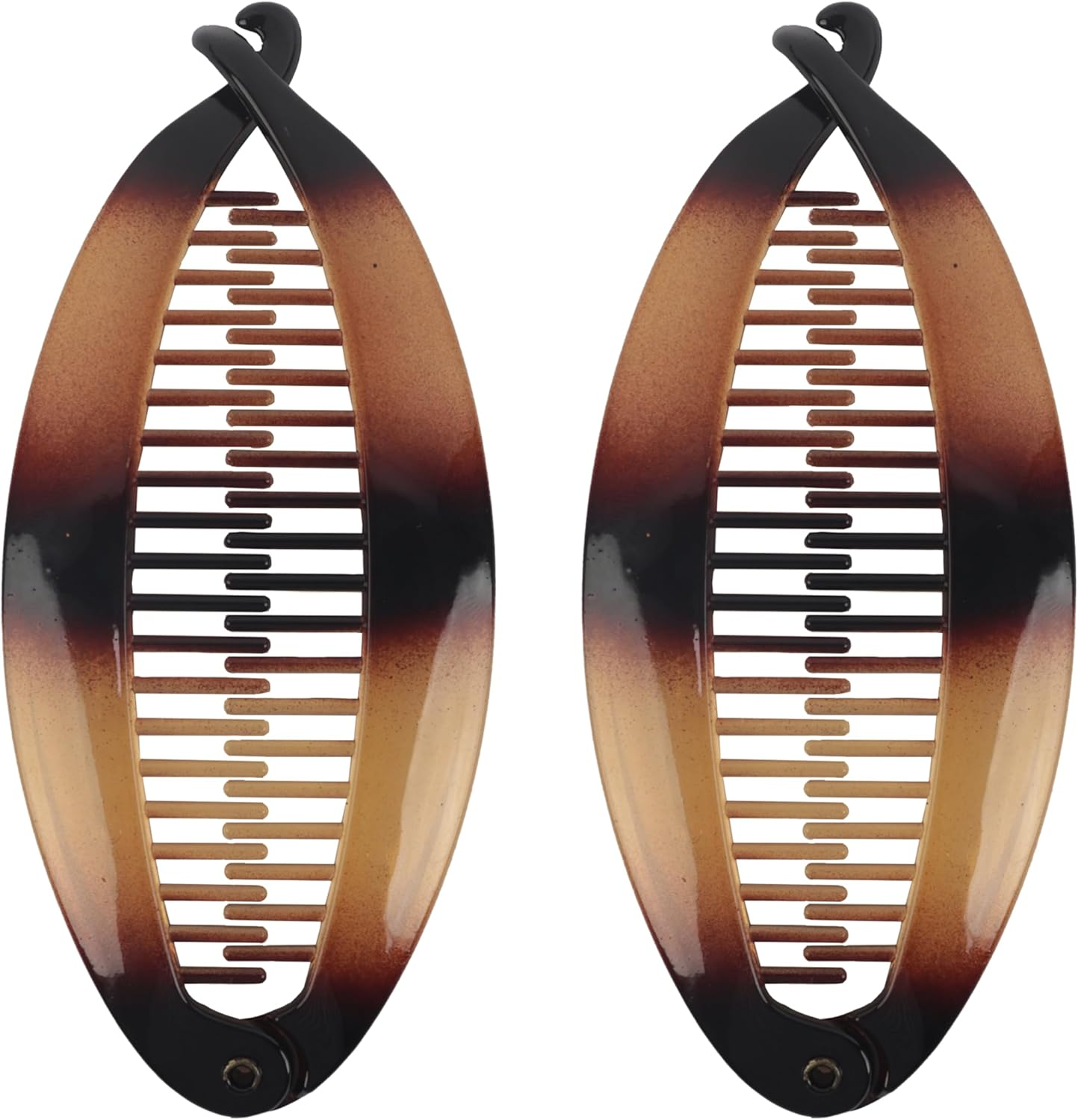 Set of Two Tortoise Shell 5 Inch Banana Clip Hair Clincher Rounded Edges Hair Comb