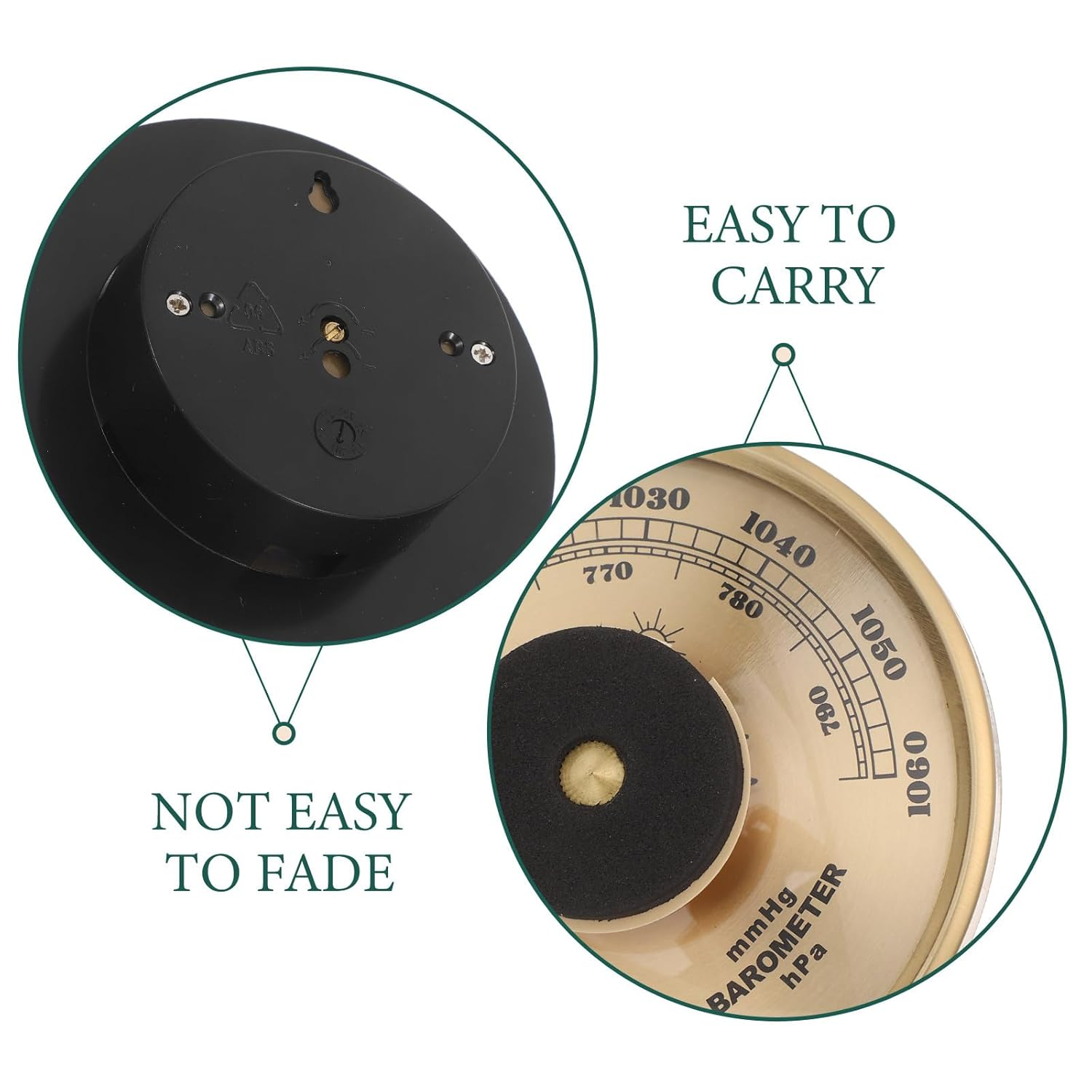 Homoyoyo Dial Type Barometer: Plastic 3-In-1 Indoor Barometer Thermometer Hygrometer 3.54 in Analog Weather Stations for Home Office Fishing Boat image number 1