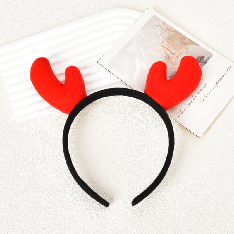 Christmas Reindeer Antlers Headband for Women Men Girls Boys Cute Elk Deer Hairband Headpiece Red Festival Xmas Christmas Hair Accessories Deer Costume Hair Decorations - Brown image number 2