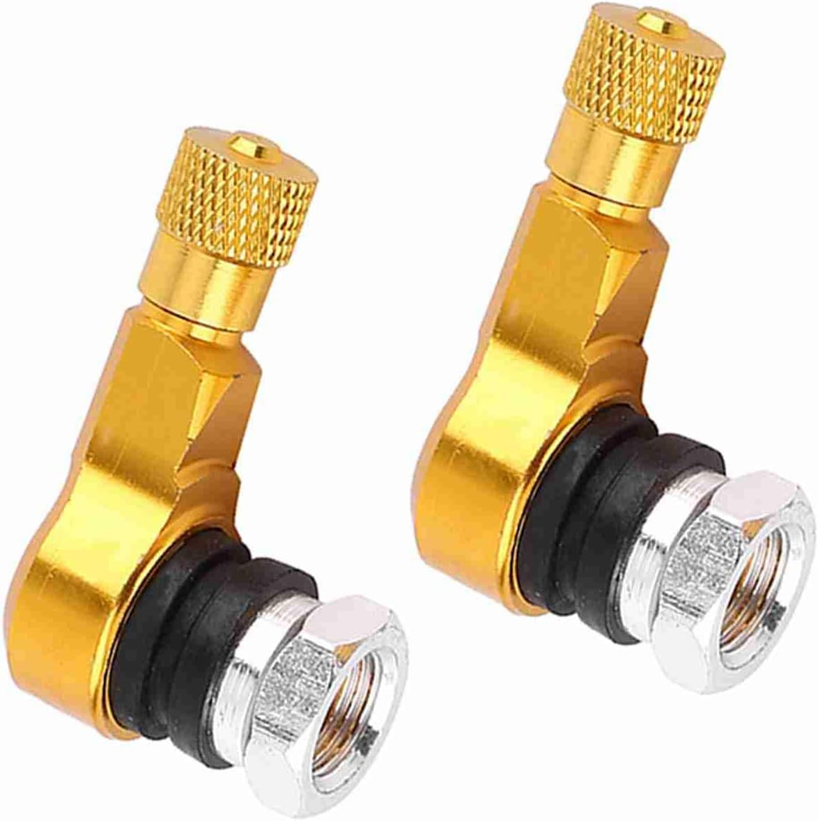 Universal Aluminum Alloy 90 Degree Tire Valve Stems Caps for Motorcycle, 2Pcs (Black)