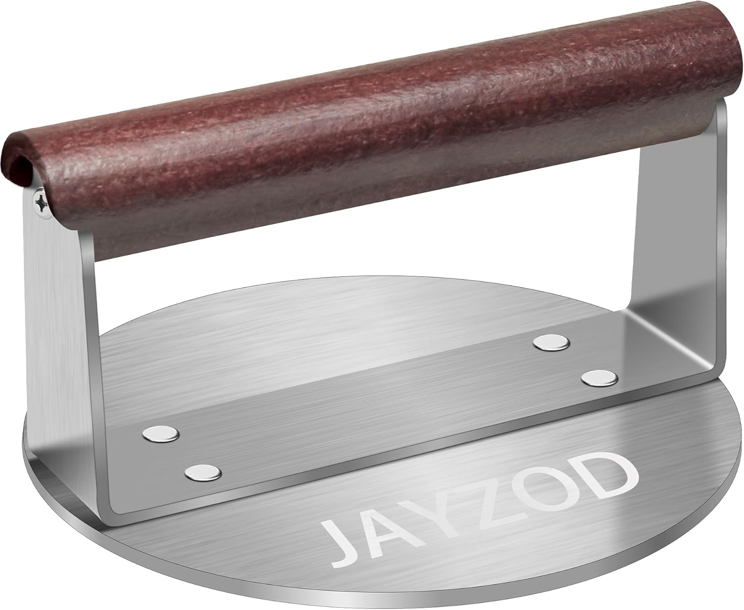 5.98" Stainless Steel Burger Press,720G round Burger Smasher with Wood Handle,Heavy Duty Smooth Non-Stick Meat Press for Cooking Burgers, Steaks, Bacon, Sausages, BBQ