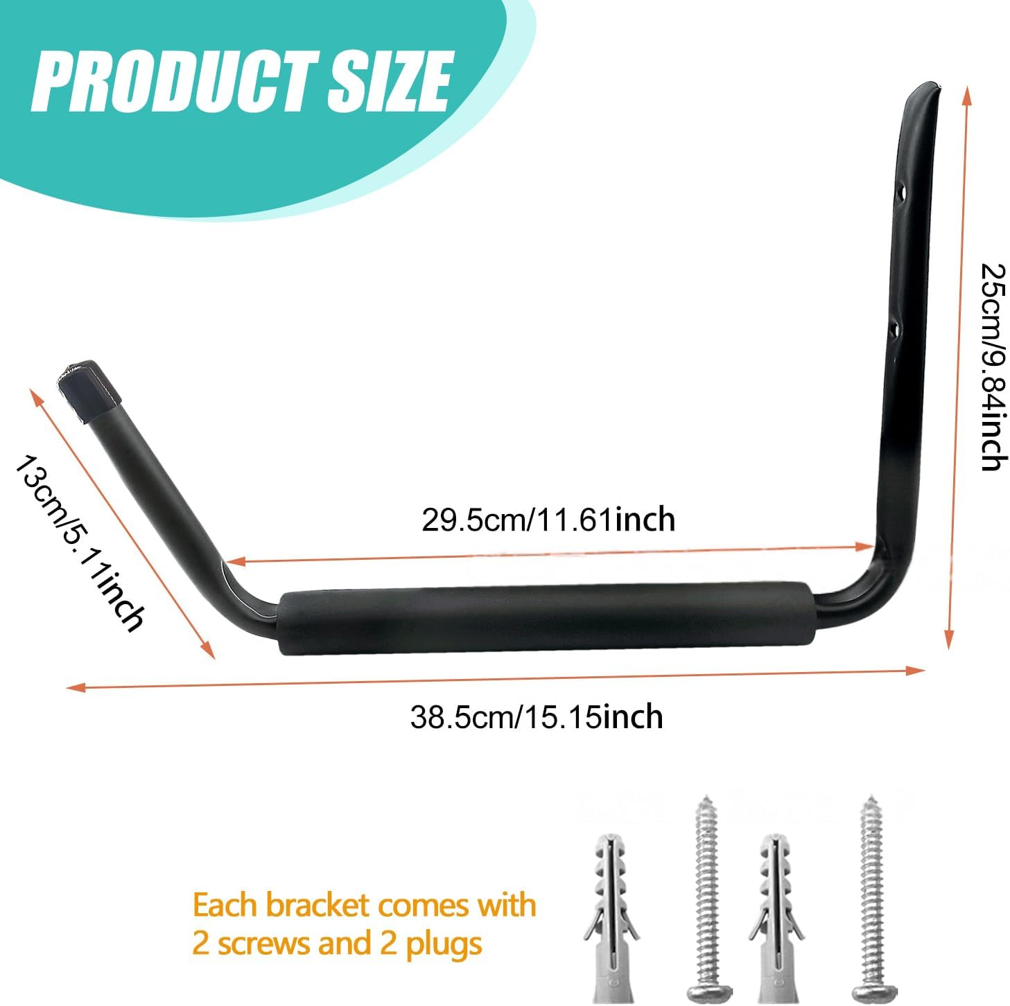 4Pcs Wall-Mounted Kayak Rack Outdoor Kayak Storage Rack Heavy Duty Paddleboards Hanger 15.15X9.84In for Garage Indoor Outdoor Garden Ladder Bike Paddleboards Surfboard Apartment Beach image number 3