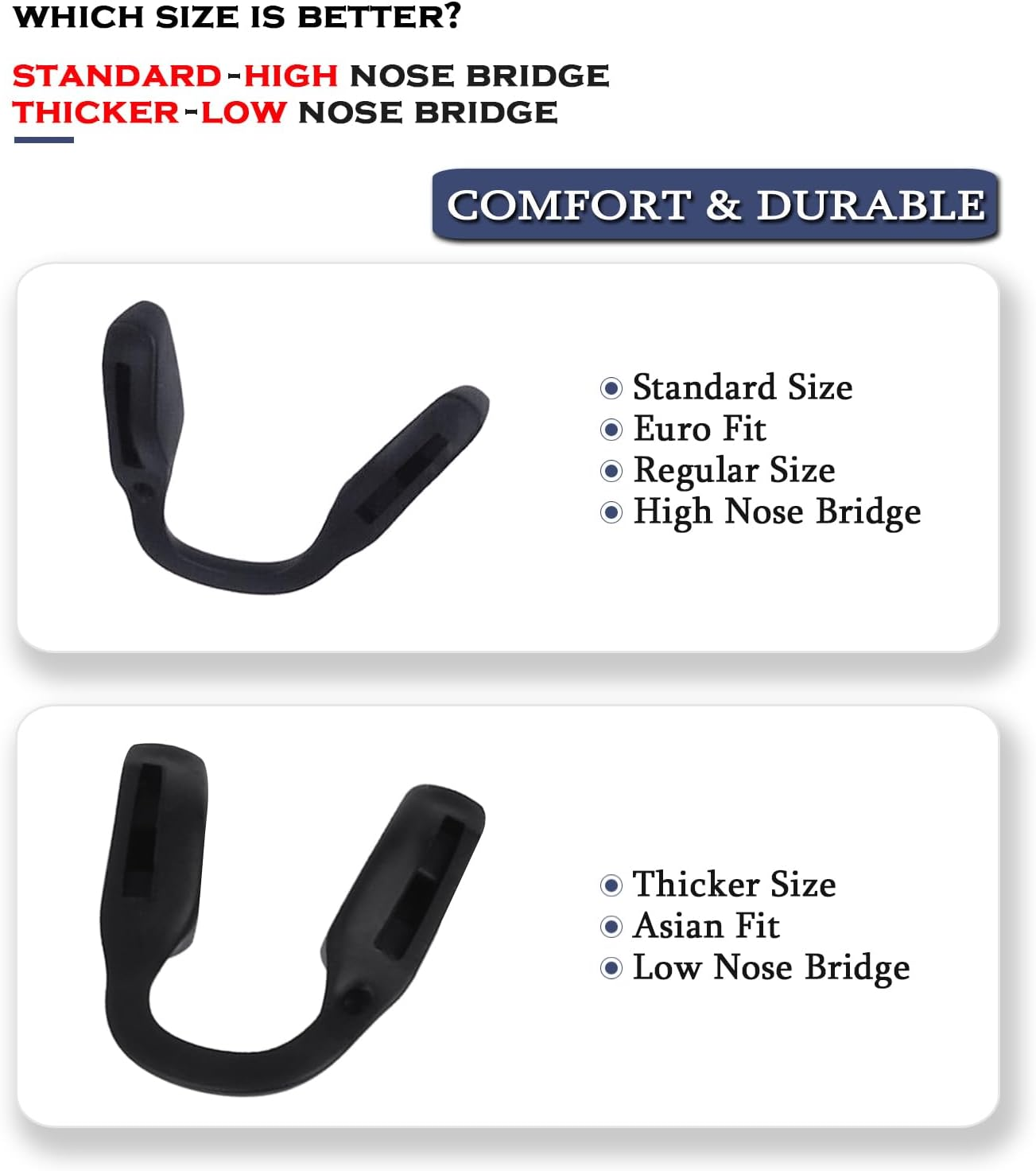 Replacement Nose Piece Nose Pads for Oakley Nxtlvl Ox8028/Hex Jector Ox8032/Metalink Ox8153/Miter Ox8154/Cogswell Ox8157/Bevel Ox8161/Tensile Ox8170/Trajectory OX8171 Eyeglasses, Black Standard Size