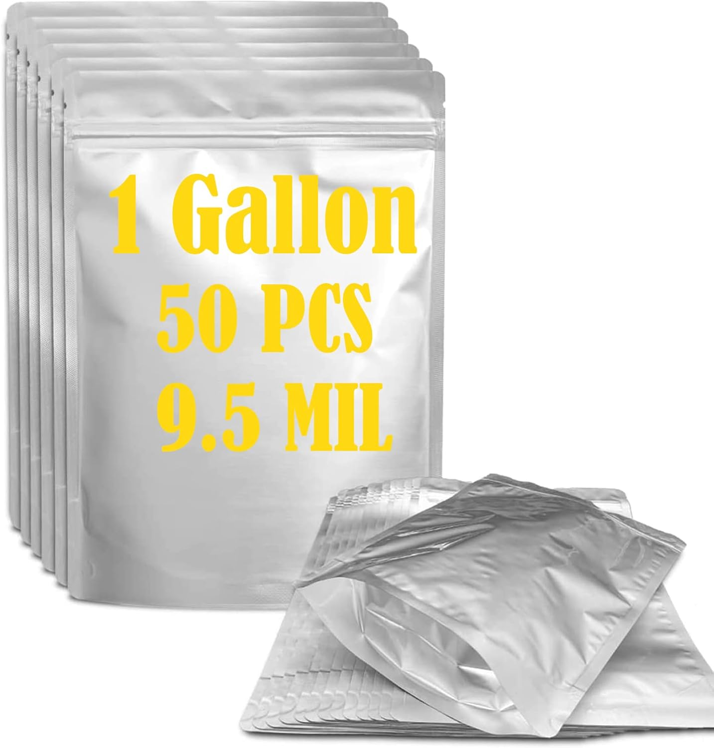 Durimoiy 50Pcs 1 Gallon Mylar Bags for Food Storage - (9.5 Mil, 10"X14") Stand-Up Zipper Pouches Resealable Bags & Heat Sealable Food Grade Storage Bags for Packging Products image number 3
