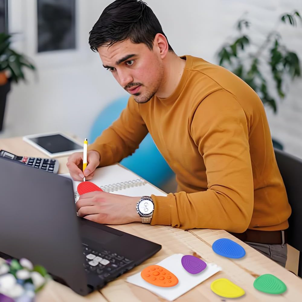 18 Pack Sensory Stone & Rings Combo &ndash; Anxiety Relief for Adults, ADHD Autism Sensory Tools, Silicone Squeeze Toys,For Autism Calming Men Women image number 2