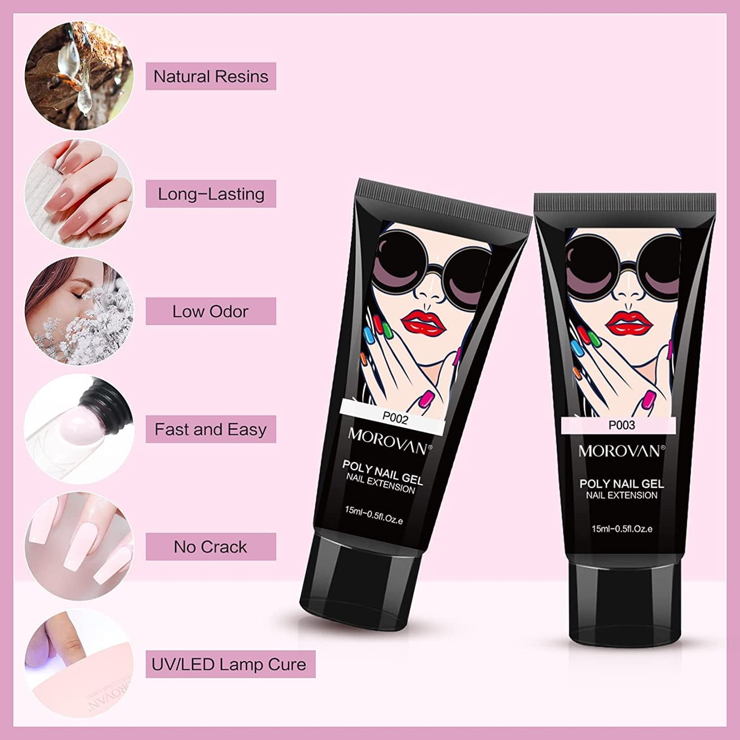 Poly Gel Kits - 6 Colors Poly Nails Builder Gel Kits Professional Poly Nail Gel Kit for Beginner Popular Poly Gel Colors Nail Kits DIY Salon Nail Art at Home image number 5