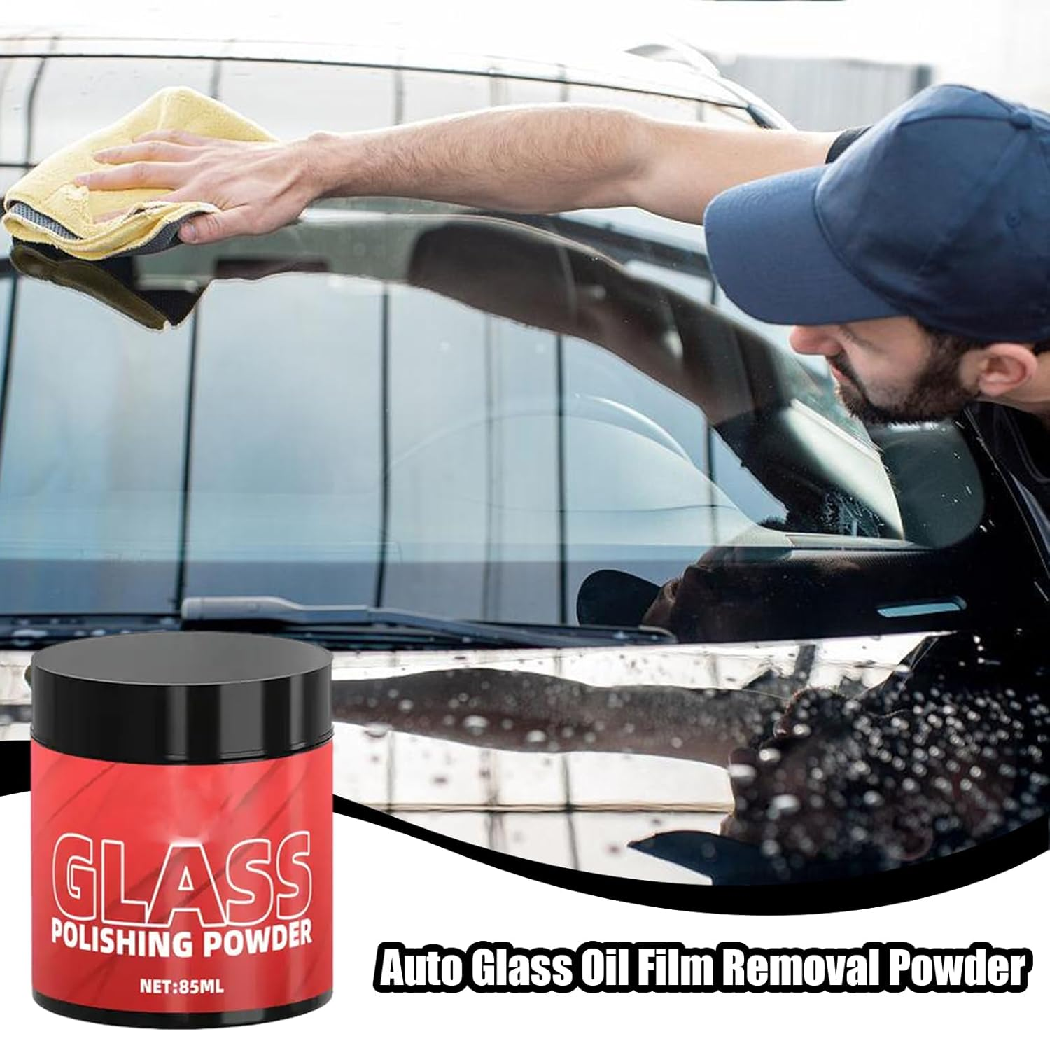 Wezalget Polish Powder for Glass | Windshield Scratch Remover Oil Film Cleaner 85Ml - High Performance Cleaner Automotive Detailing Supplies for Truck Windshield SUV RV Restoration image number 5