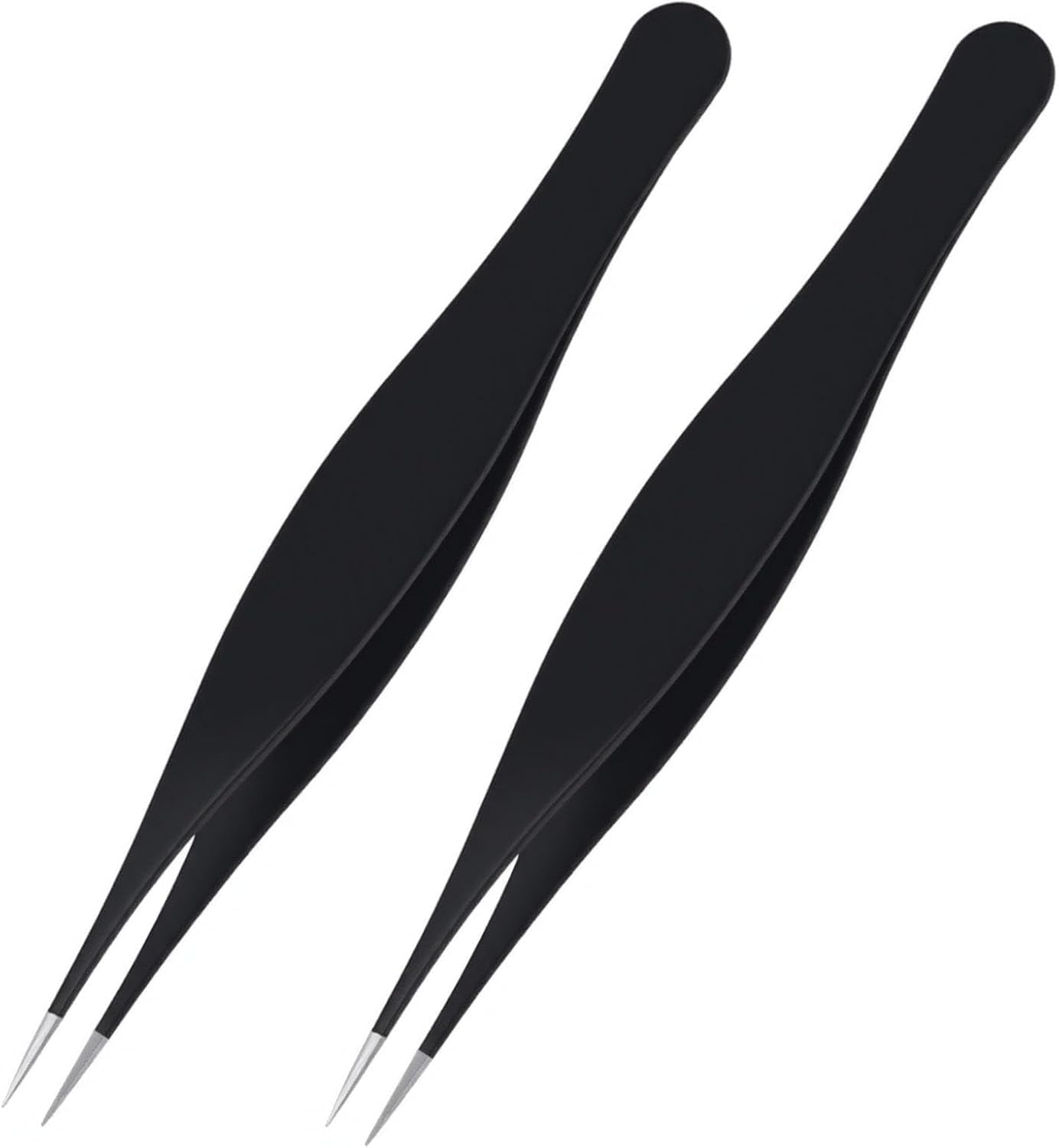 Ozgrove Fine Point Precision Tweezers, Needle Nose Tweezer for Nose Tip Eyebrows Lash Chin Hair Splinter Ticks Facial Ingrown Hair Removal Women and Men, Black 2 Pcs image number 4