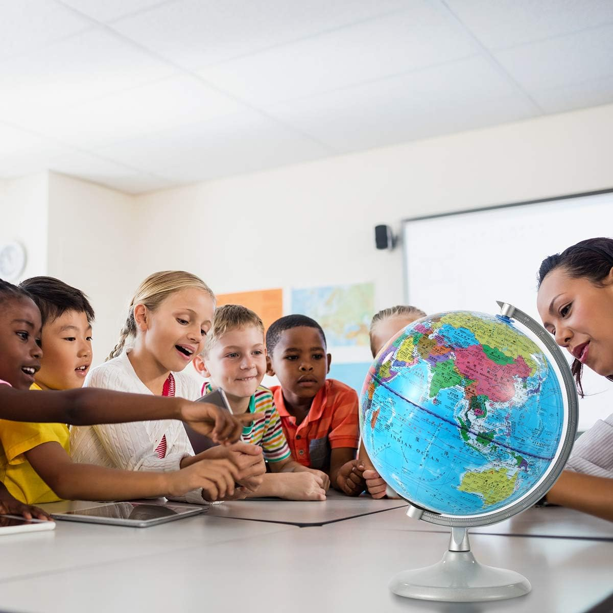 Sh-Ruidu 20Cm World Globe with Night Light, Standing Educational Geographic Globe with Boundaries City Locations(Chinese-English) image number 3