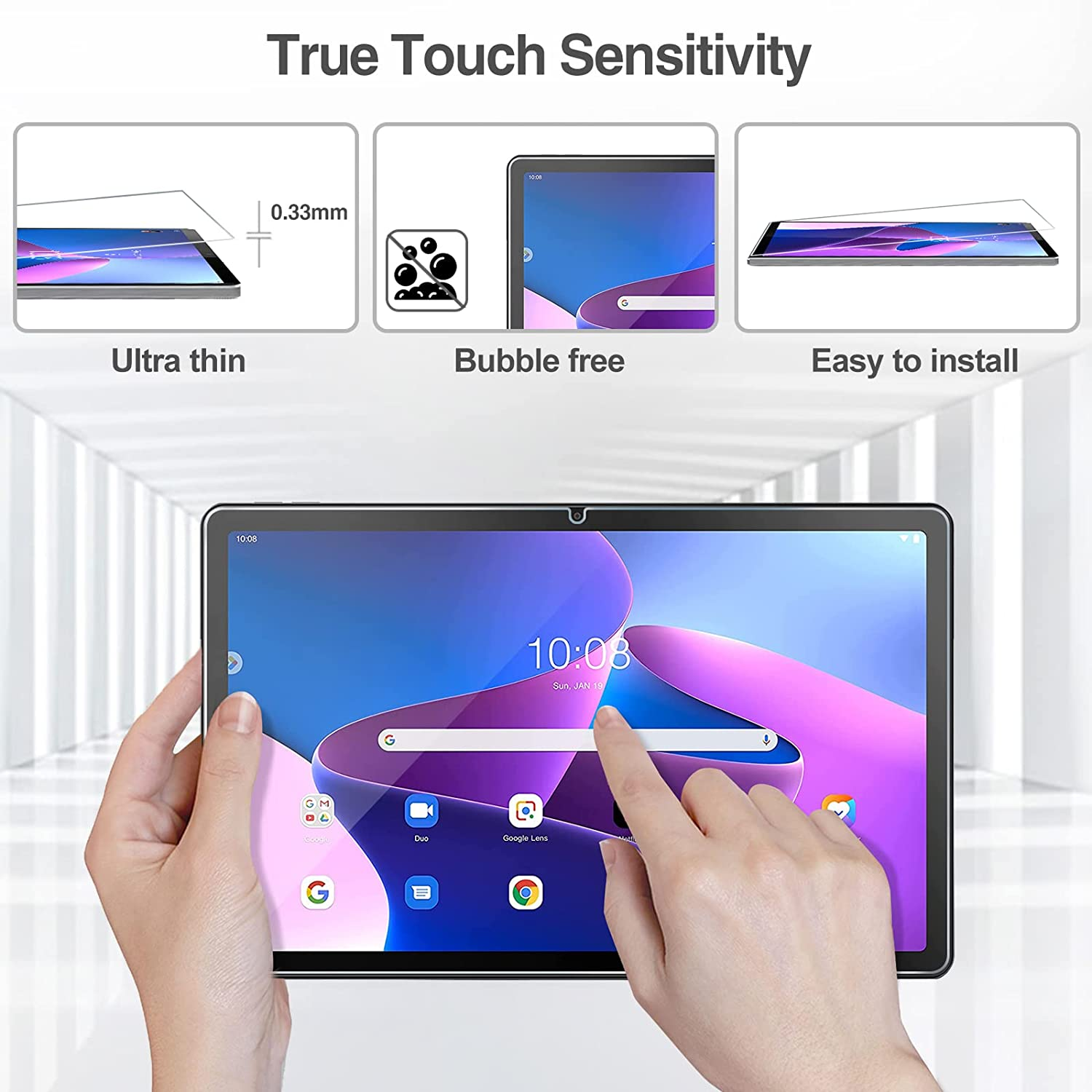 2 Pack Procase Screen Protector for Lenovo Tab M10 plus 3Rd Gen 10.6 Inch 2022, Tempered Glass Screen Film Guard for 10.6?Lenovo Tab M10 plus Gen 3 TB125FU TB128FU TB128XU 2022 Release image number 5