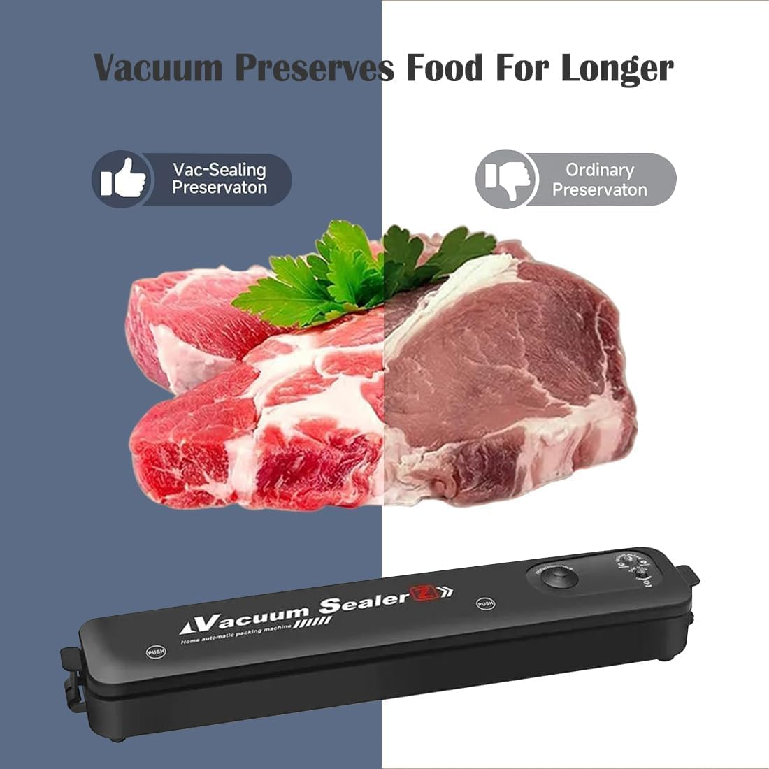 Vacuum Sealer, Automatic Food Vacuum Sealer with 50 Vacuum Sealer Pockets, Food Preservation to Preserve Dry to Use Compact Food Preservation Sealing Machine for Home & Kitchen (Sealer) - Sealer image number 3