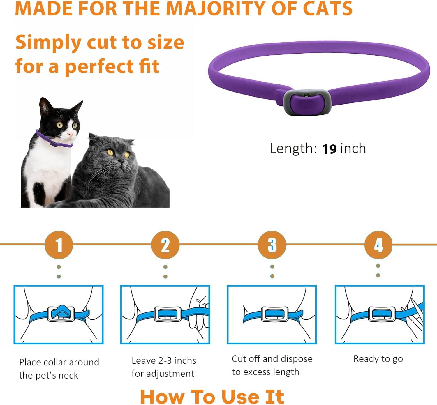 Pets4Luv Flea and Tick Collar for Cats, Natural Flea and Tick Prevention for Cats, 8 Months of Protection, One Size Fits All Cats, Adjustable and Waterproof, Pack Of, 3Pcs image number 1