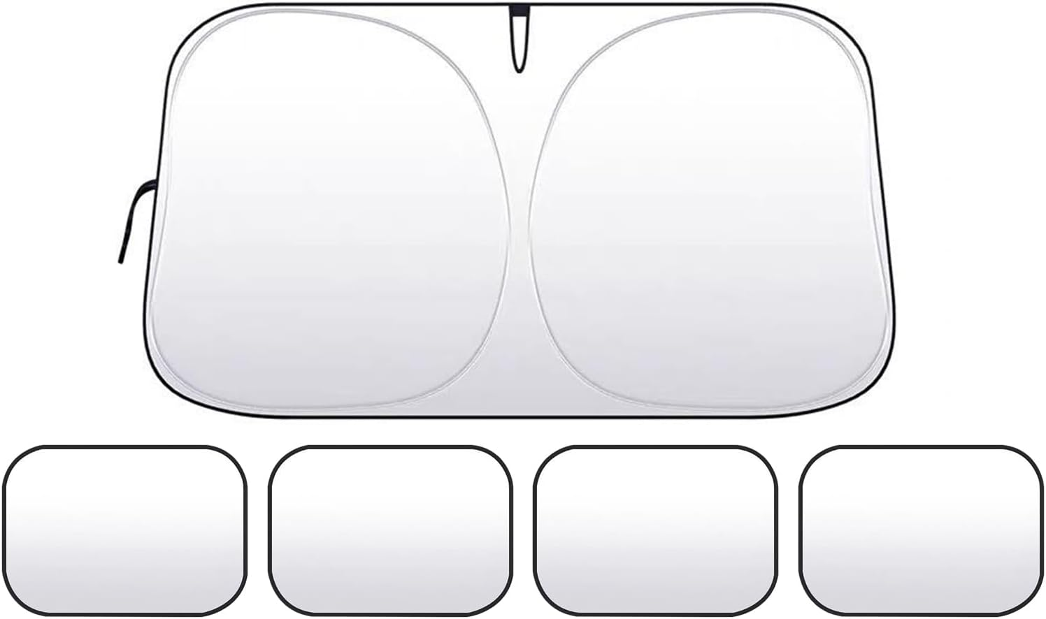 Car Windshield Sunshade with Side Window Mesh|Foldable Reflective Car Front Window Sun Shade Cover,Uv Protection Heat Insulation Sun Visor for SUV Sedan Truck RV (Large Front+4 Side)