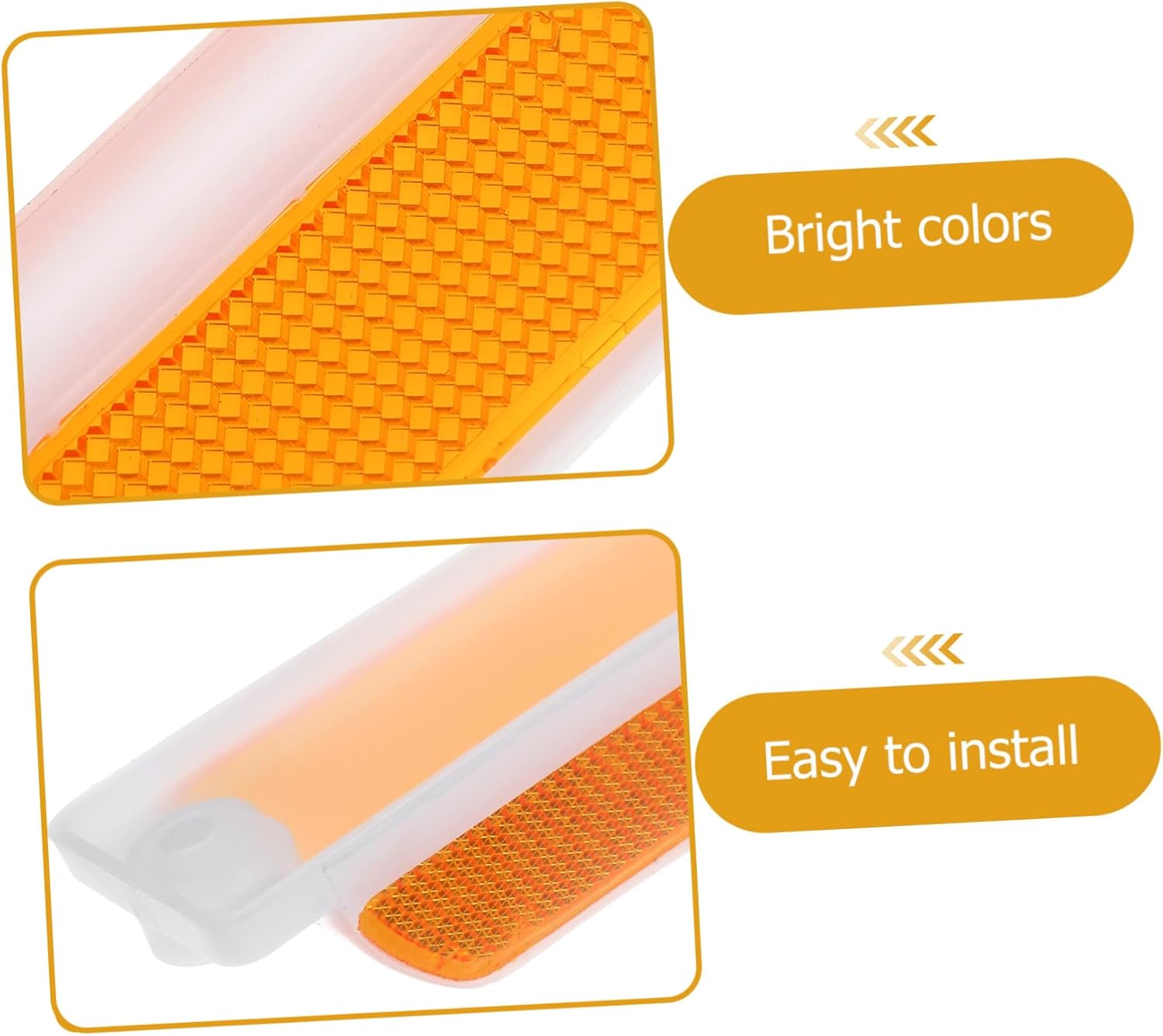 2Pcs Rectangular Reflective Driveway Markers 11.5X40Mm Dual Yellow Fence Reflectors for Road Safety Pavement Delineators Suitable for Parking Lots and Highways image number 5