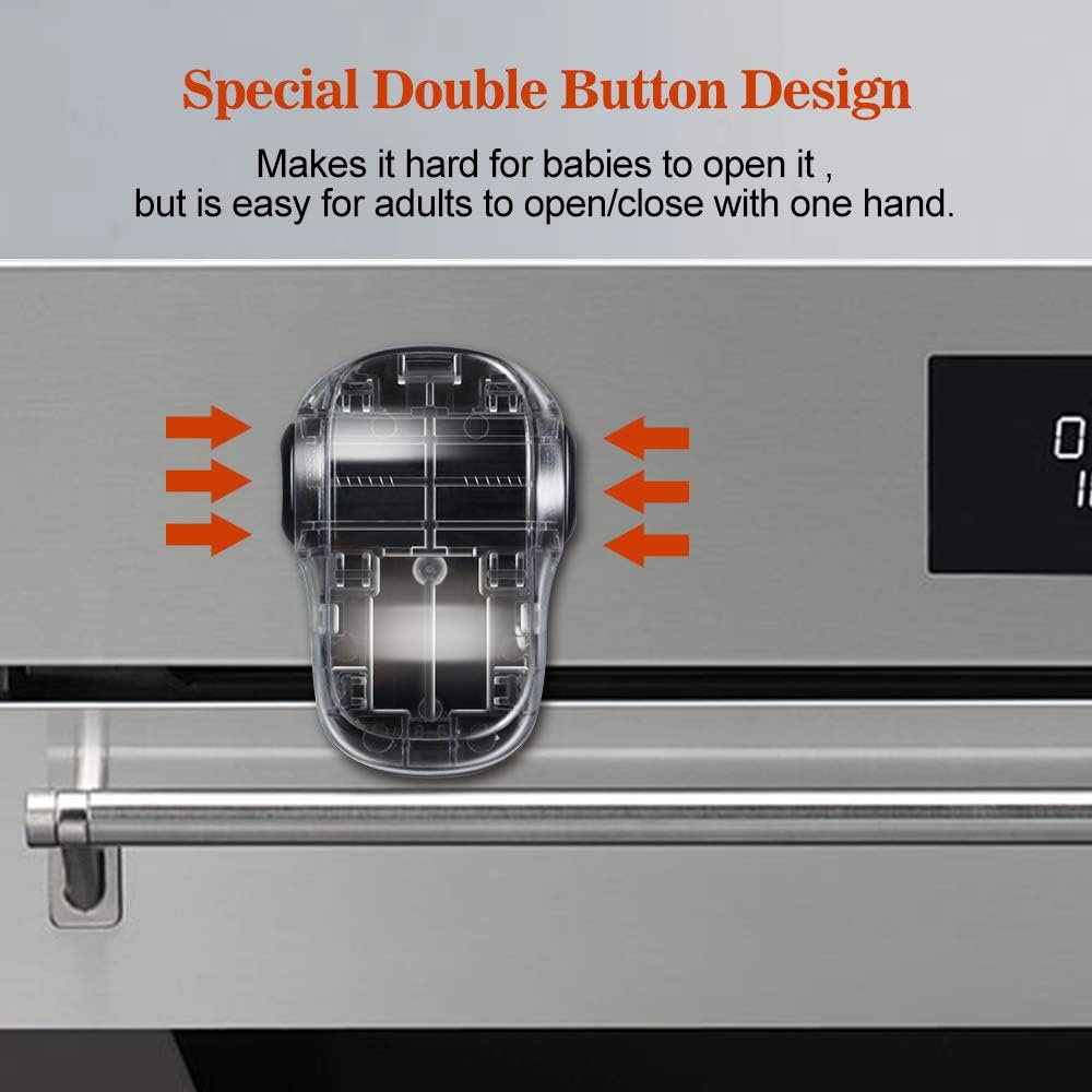 EUDEMON Child Safety Heat-Resistant Oven Door Lock, Oven Front Lock for Kids Easy to Install, Use 3M Adhesive,No Screws or Drill (Clear-Black) image number 3