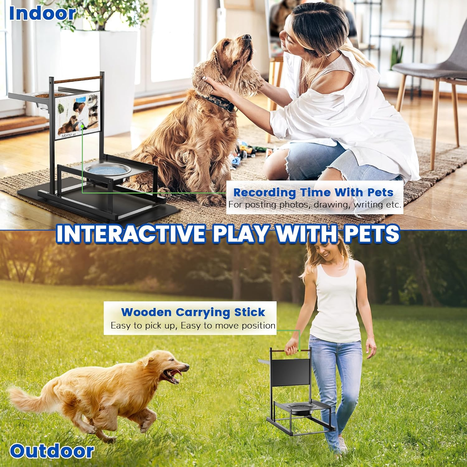 6 Height Adjustable Raised Dog Bowl Stand, Metal Elevated Dog Bowls for Medium Dogs with Independent Dog Feeding Mat, Dog Food Stands, Dog Feeder Station for Medium Small Dog (Black) image number 2